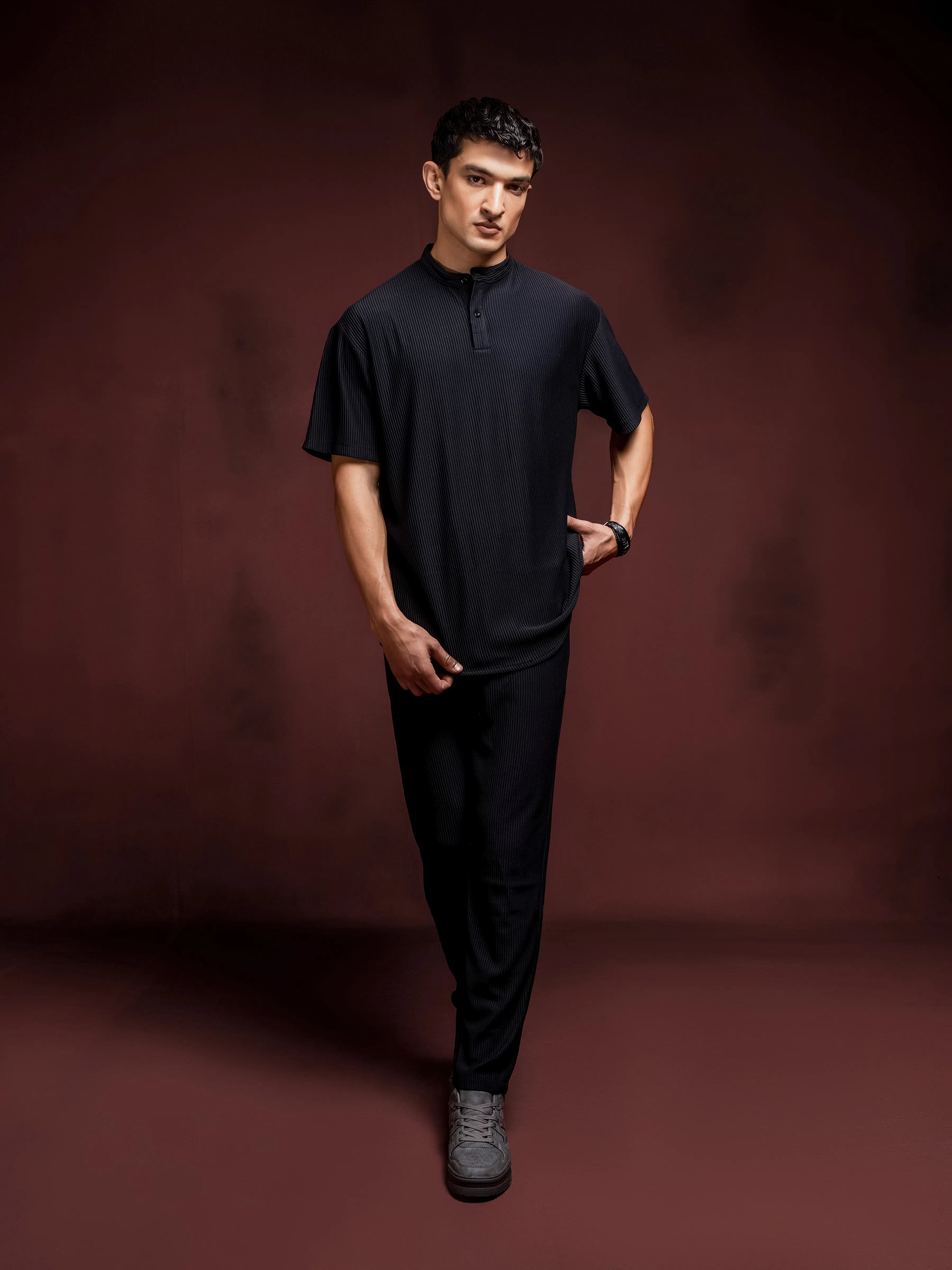 Textured Co-Ord Set Polo - FMTTS5-112