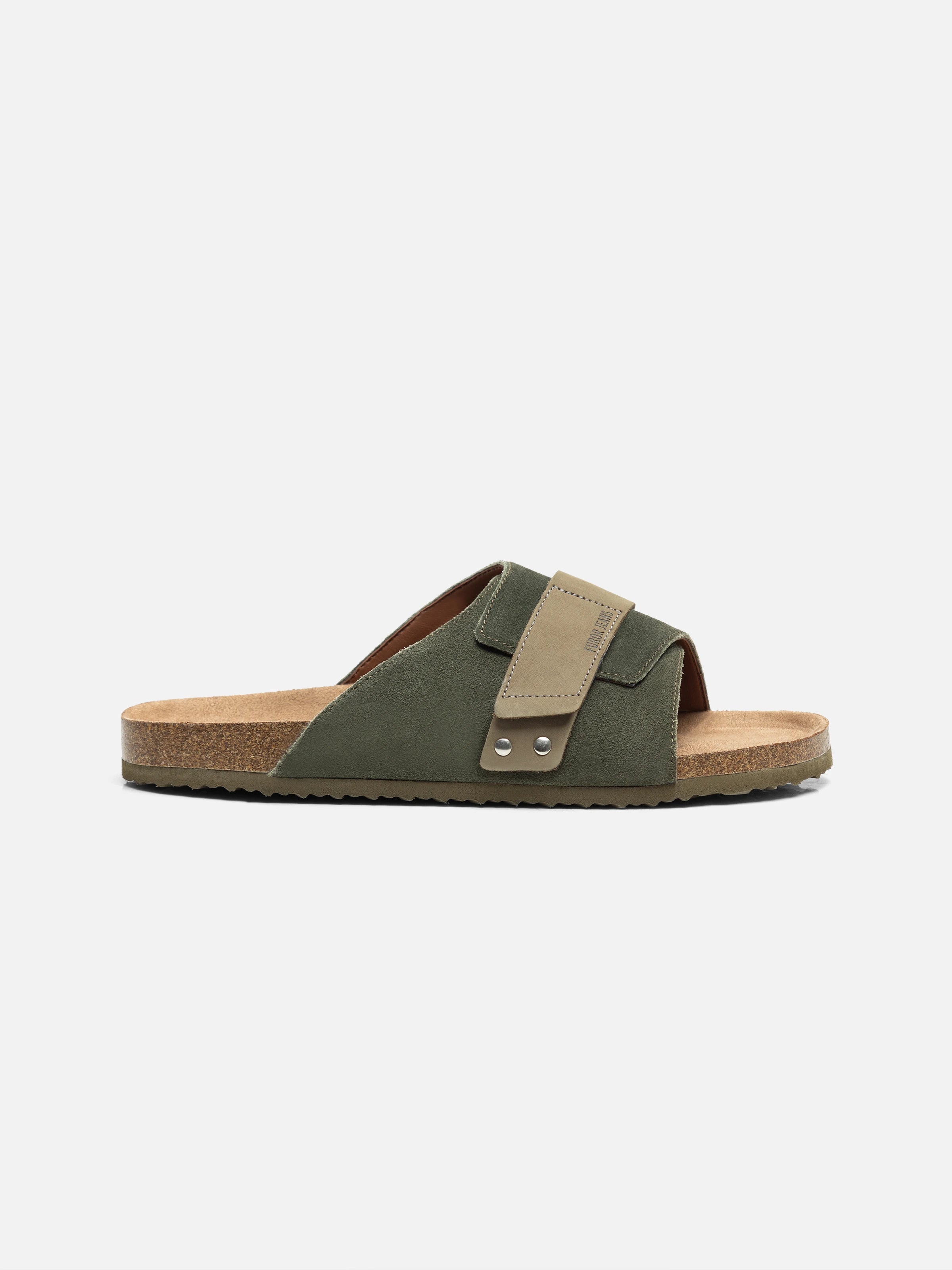 Olive Cork footbed Slides - FAMSD24-034