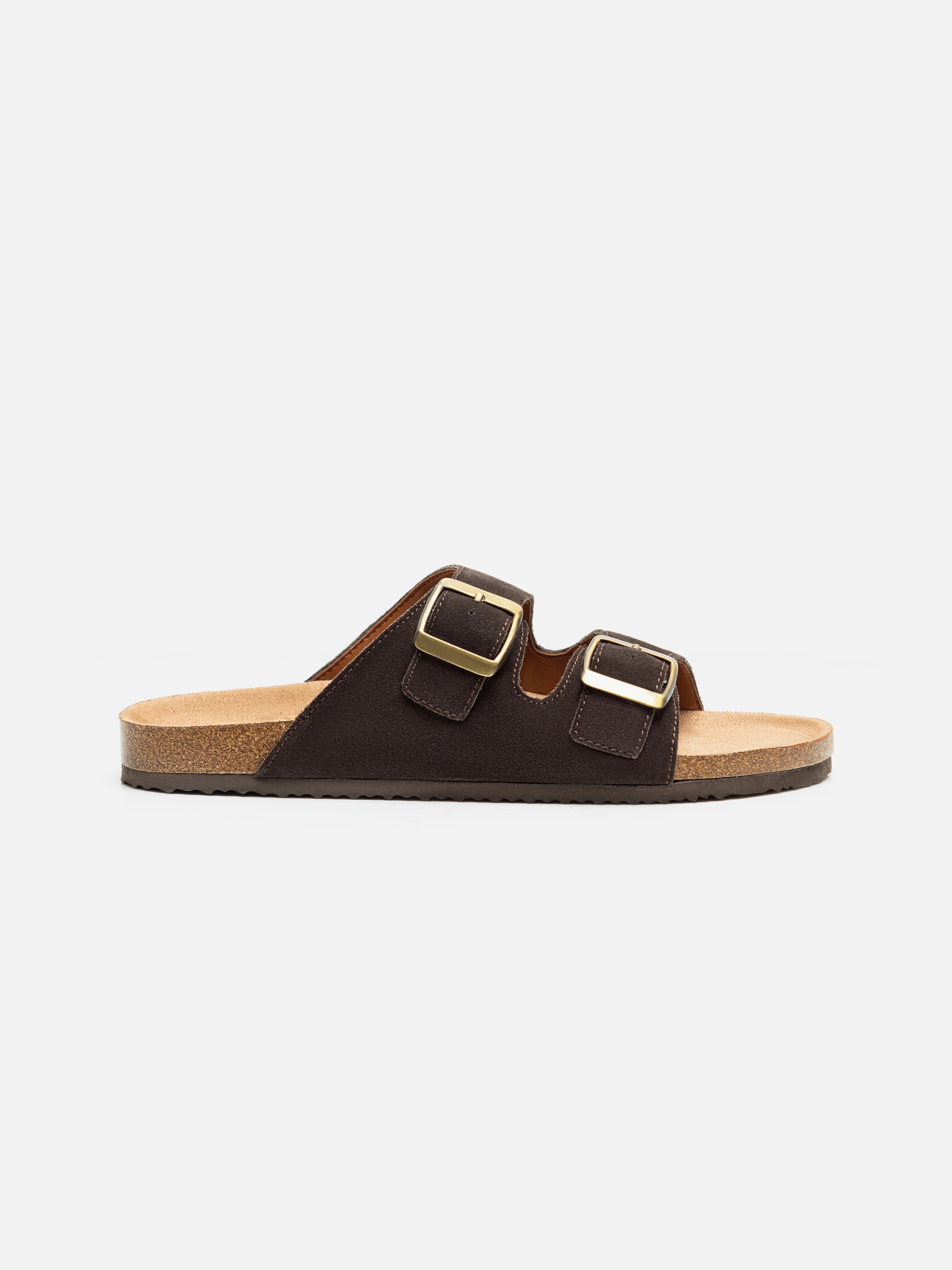 Dark Brown Cork Footbed Slides - FAMSD24-038