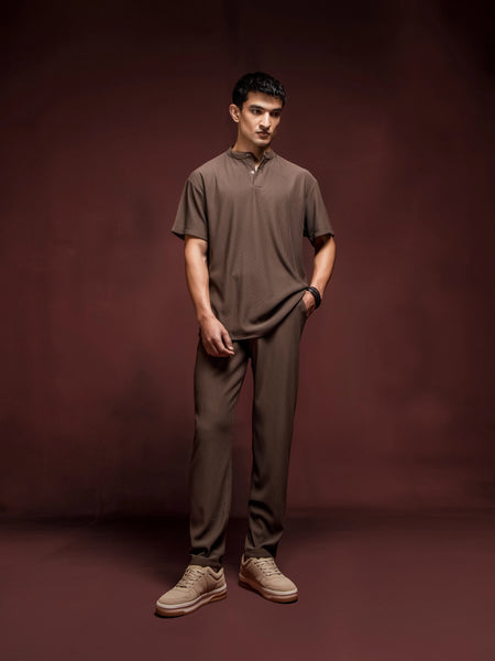 Textured Co-Ord Set Polo - FMTTS5-113