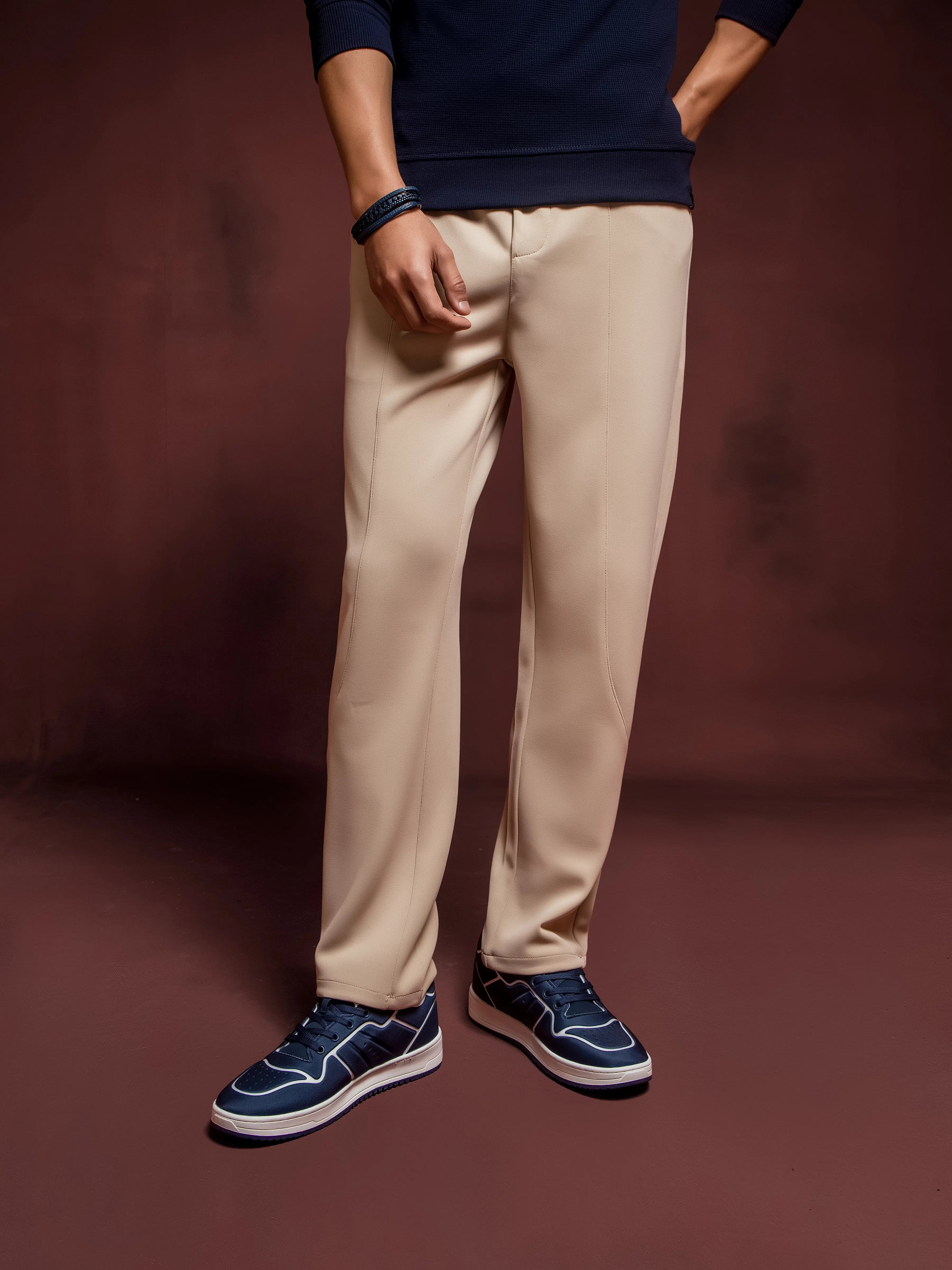 Texture Interlock Straight Fit Pant - FMBT5-111