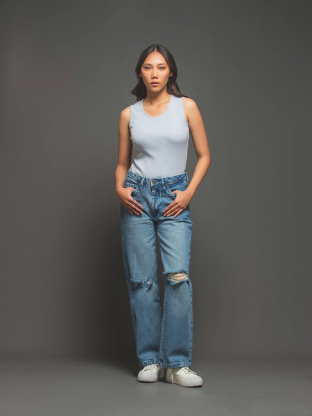 Relaxed Fit Ripped Denim - FWBDP24-007