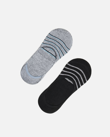 Pack Of 2 Grey & Black No-Show Socks - FAMSO24-001