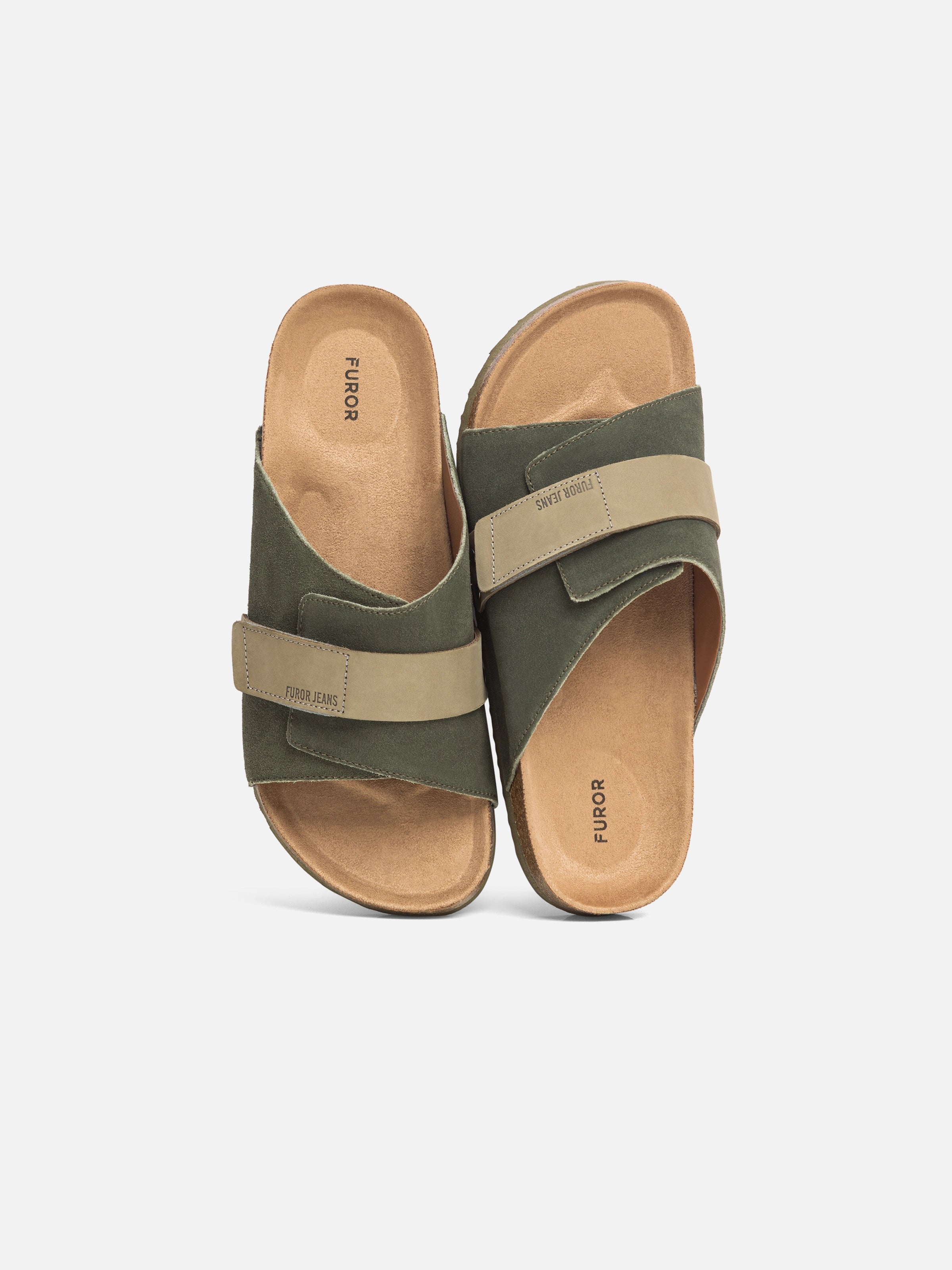 Olive Cork footbed Slides - FAMSD24-034