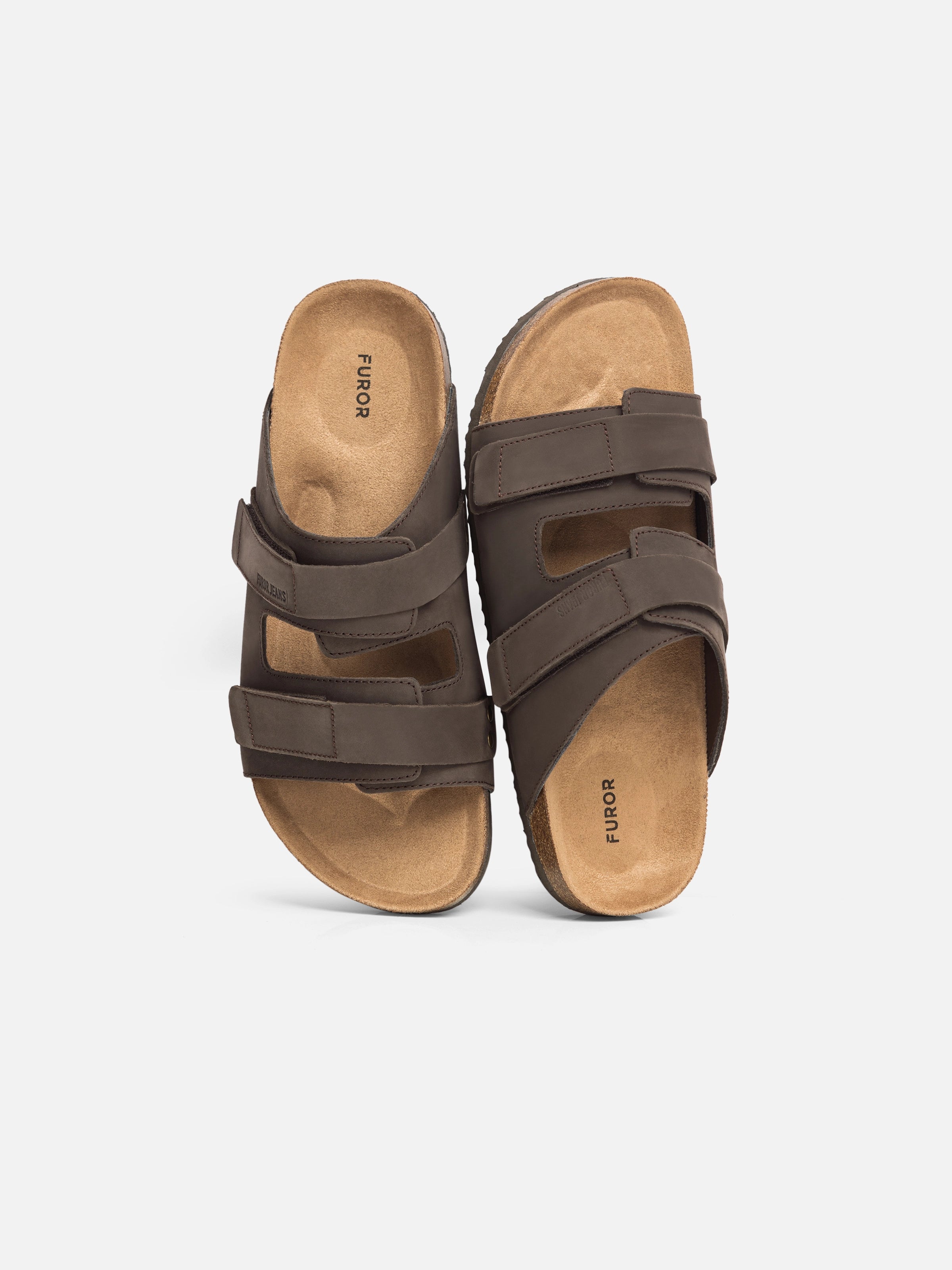 Dark Brown Cork Footbed Slides - FAMSD24-040