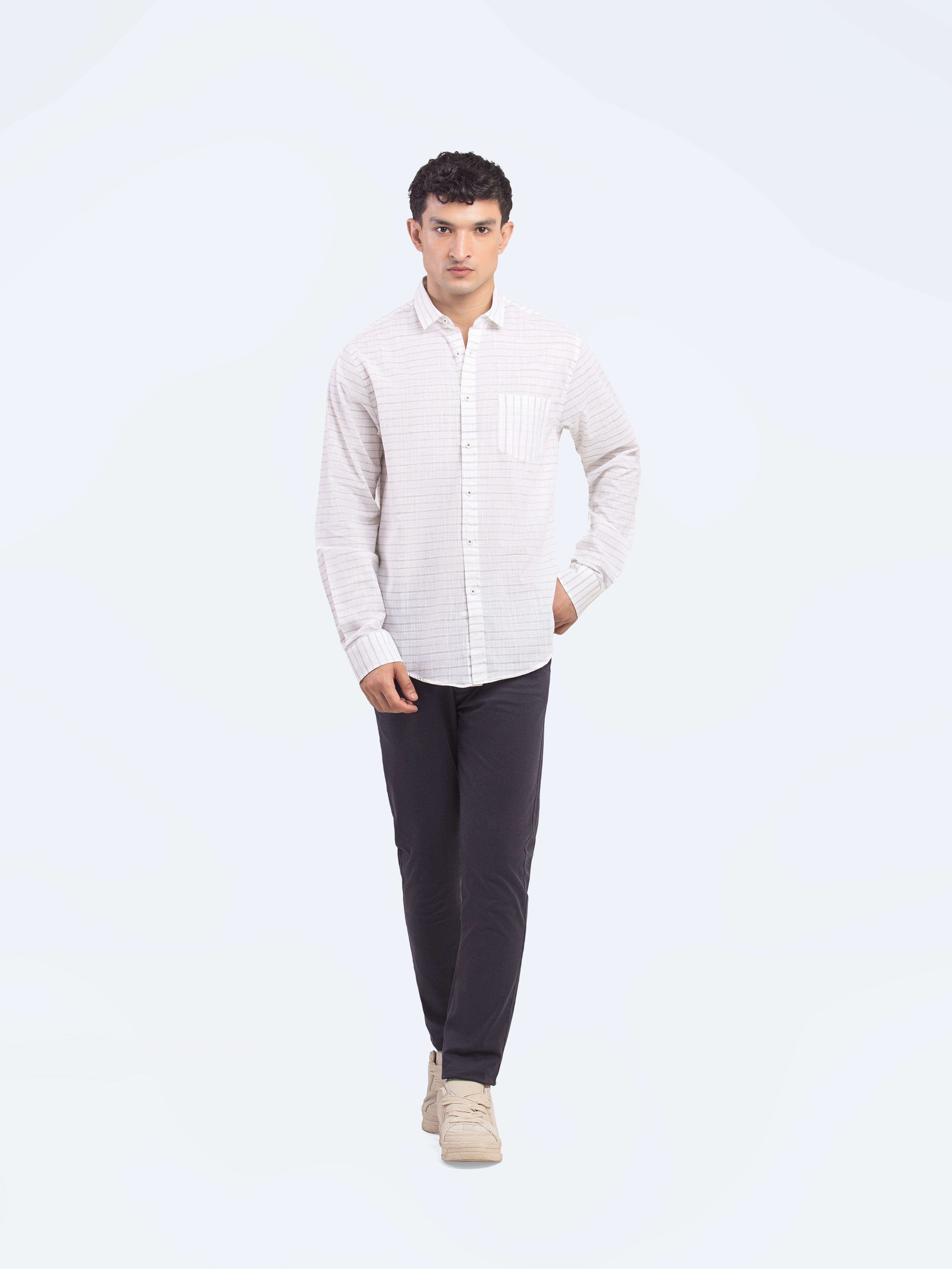 Striped Narrow Collar Shirt - FMTS5-32257