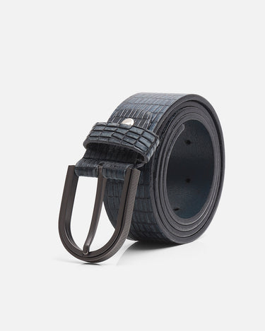Dark Blue Leather Belt - FALB23-012