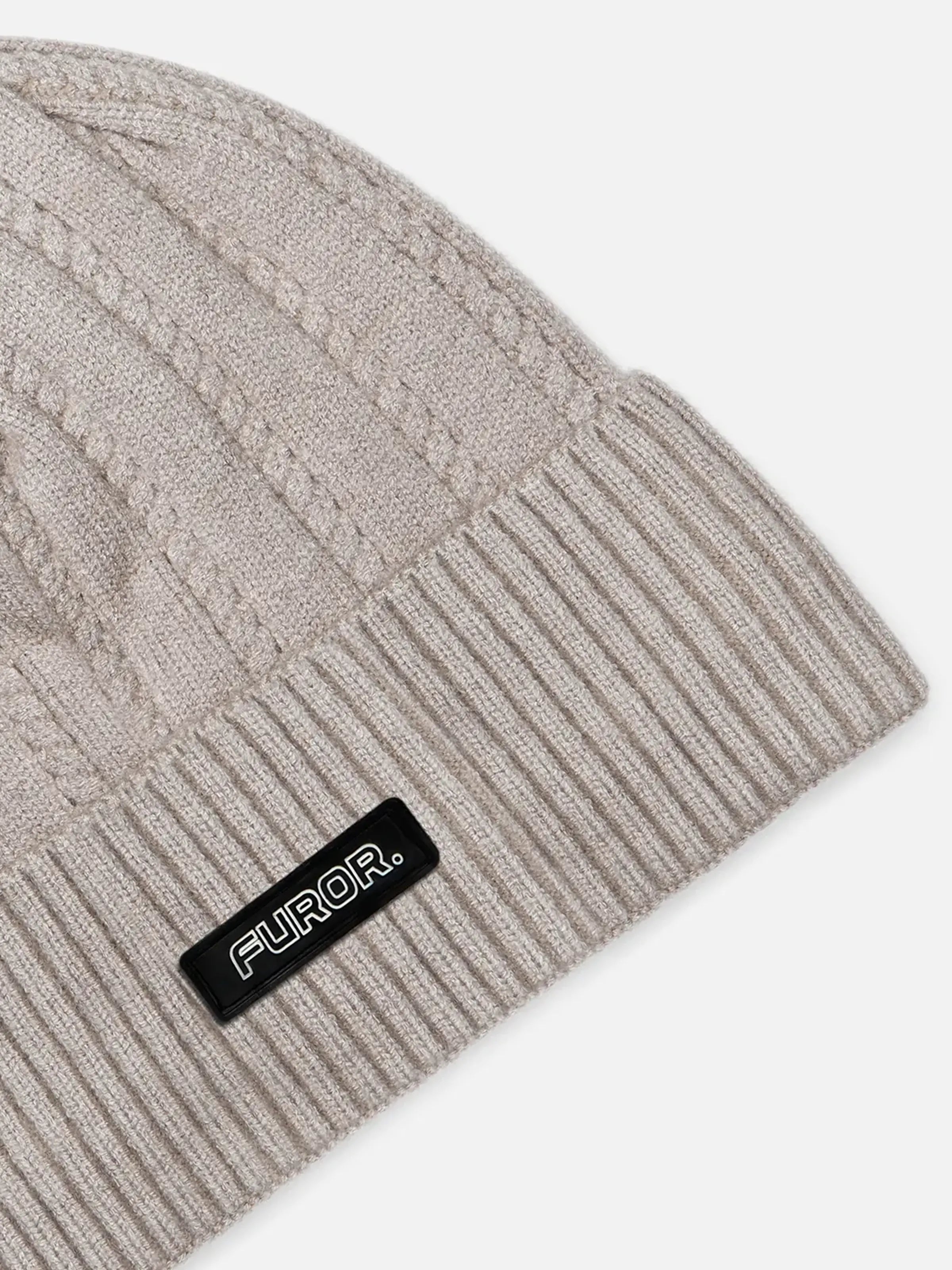 Beige Knitted Beanie - FABC5-042