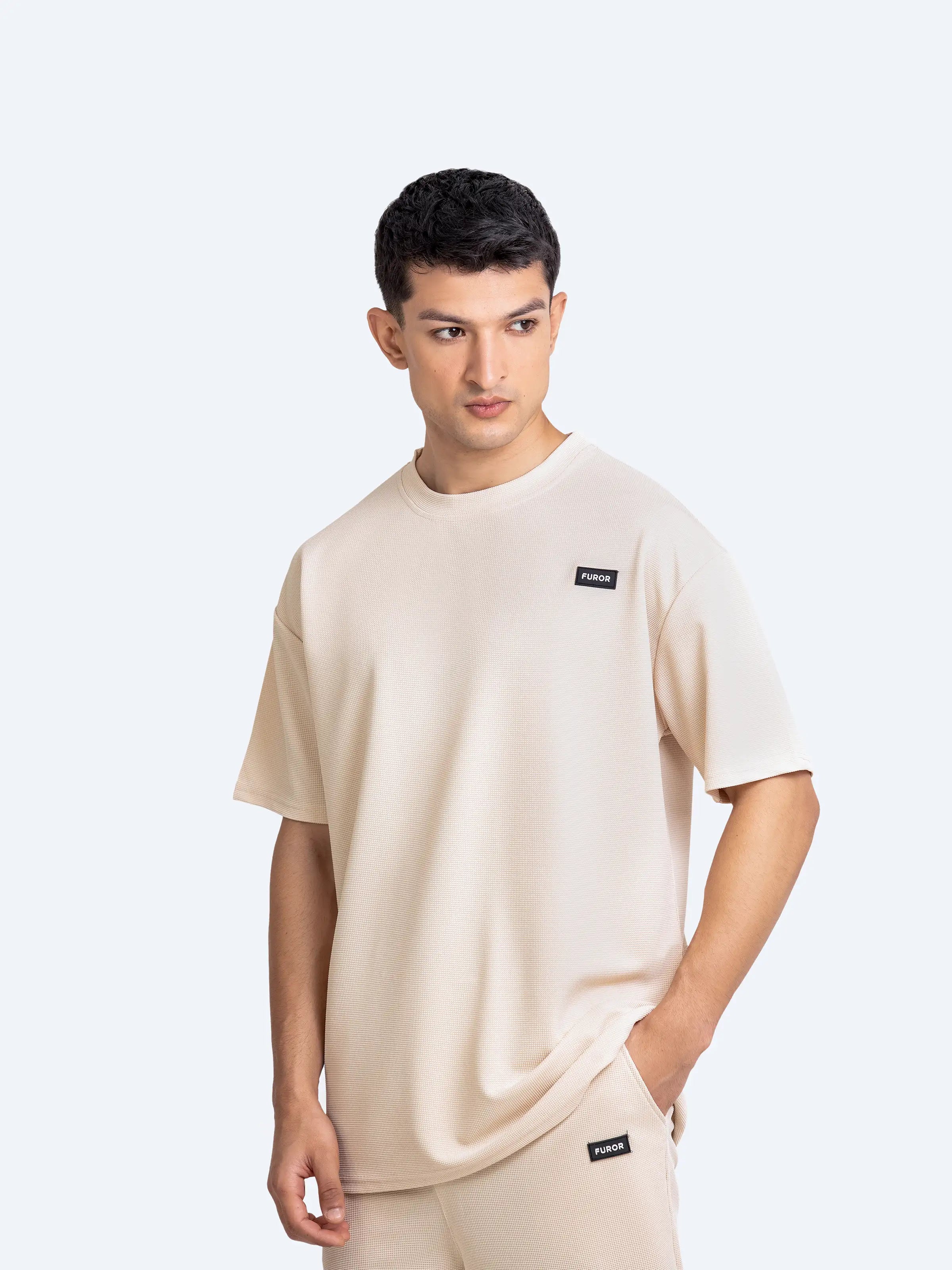 Waffle Knit Co-Ord Set Tee - FMTTS24-051