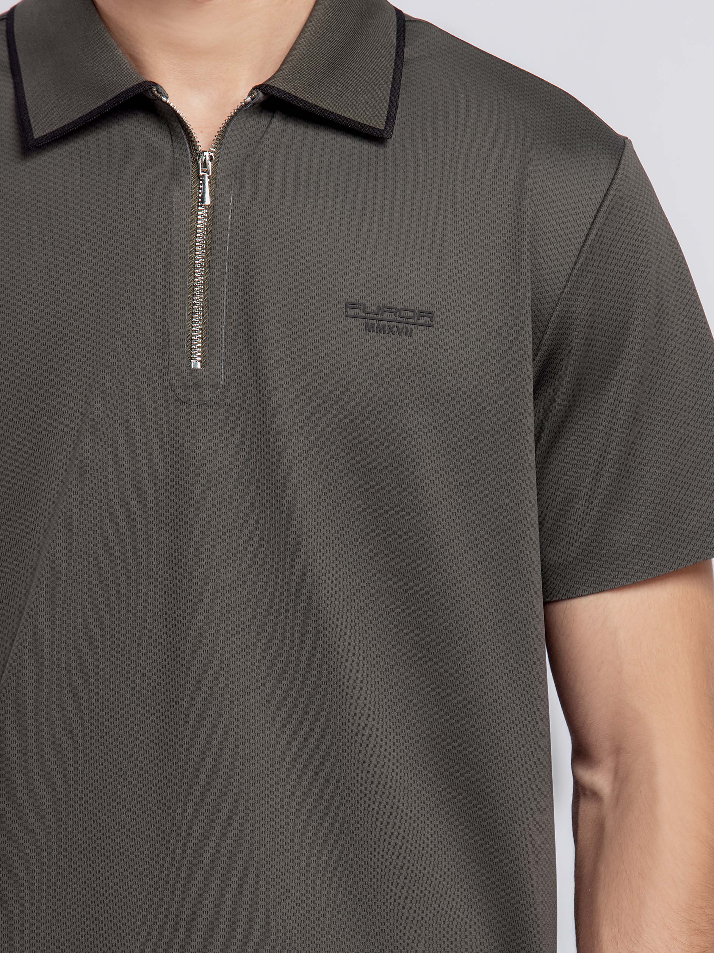 Textured Zipper Polo - FMTCP5-210