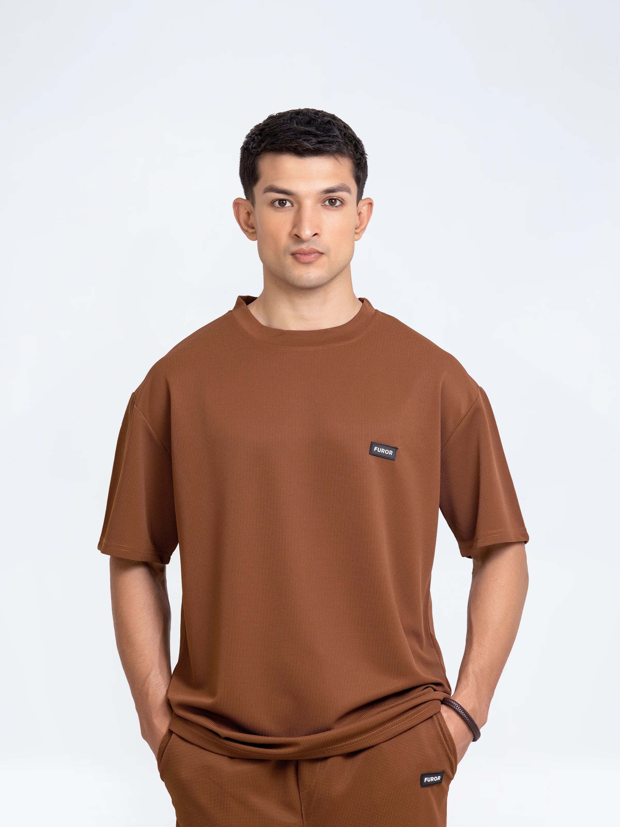 Waffle Knit Co-Ord Set Tee - FMTTS24-052