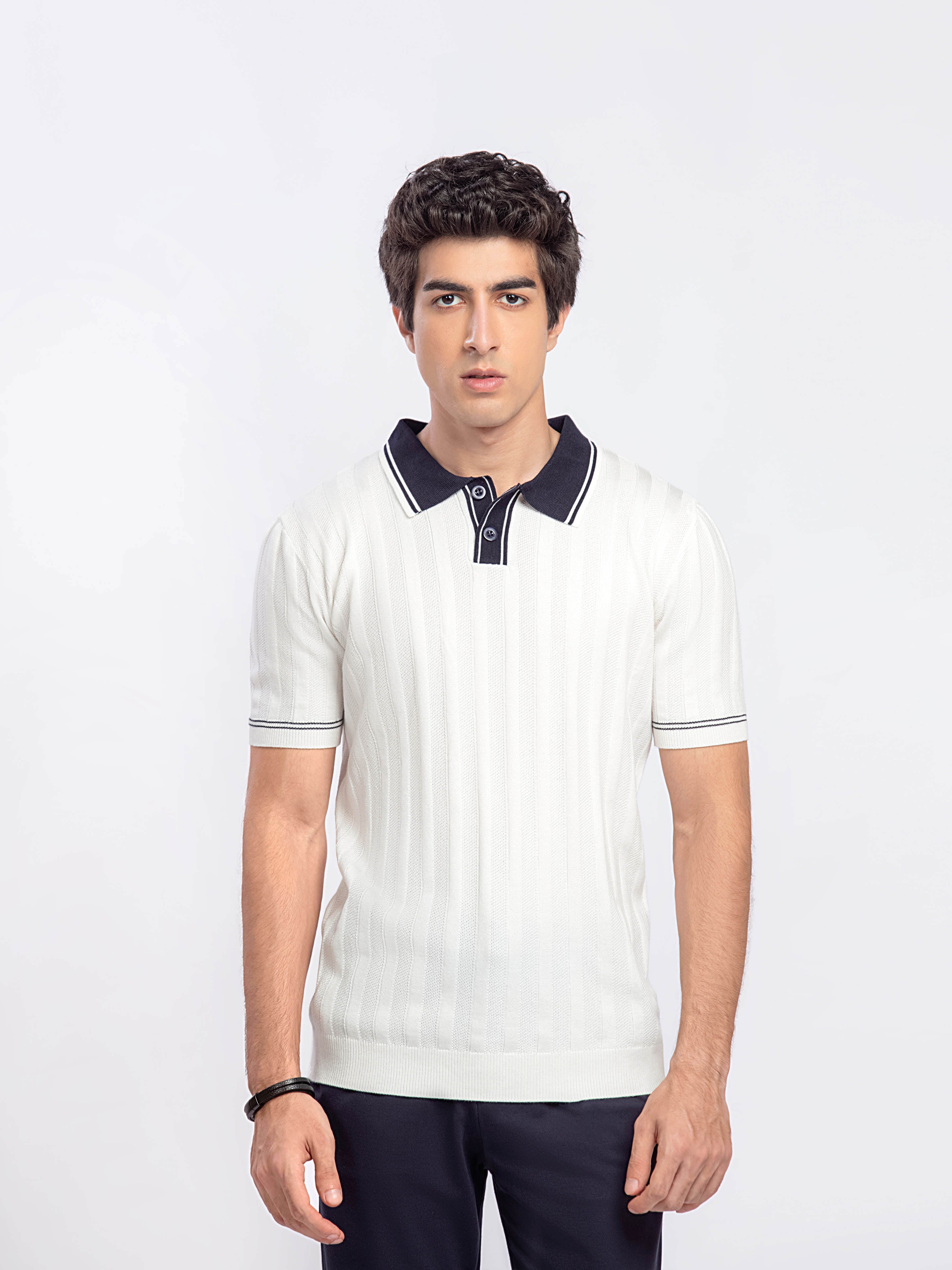 Textured Knitted Polo - FMTCP5-184
