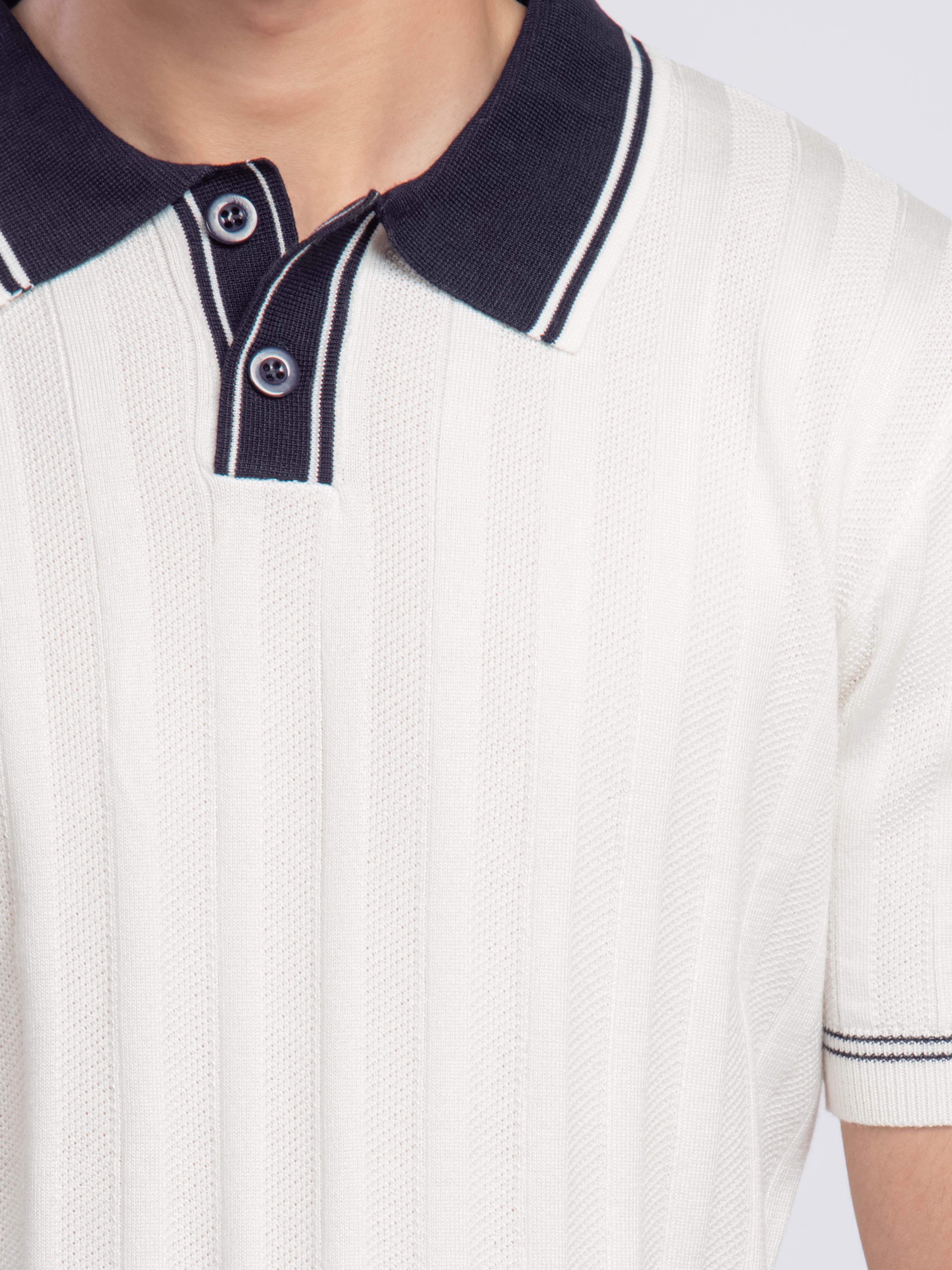 Textured Knitted Polo - FMTCP5-184