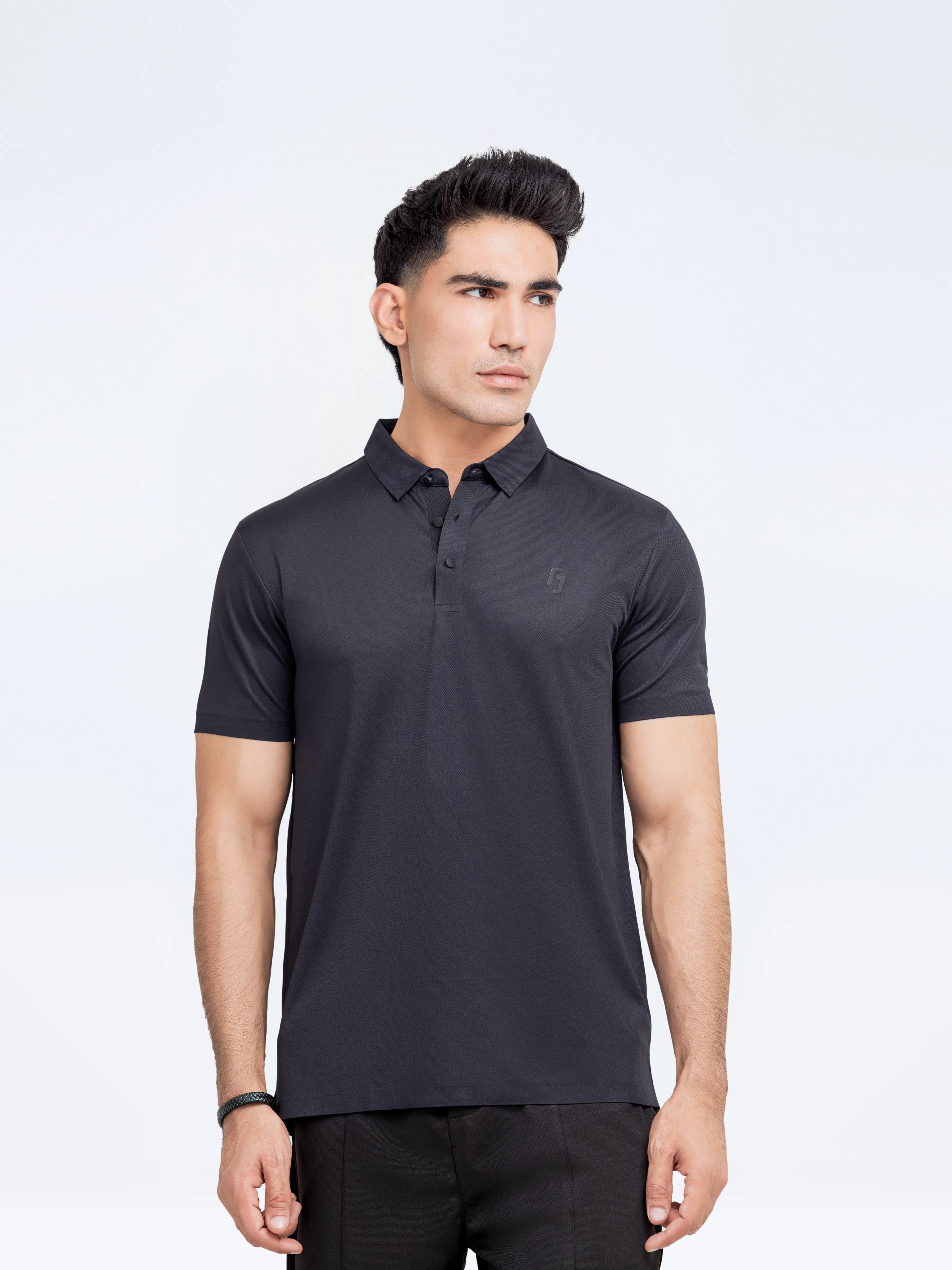 Black Activewear Polo - FMTCP24-093