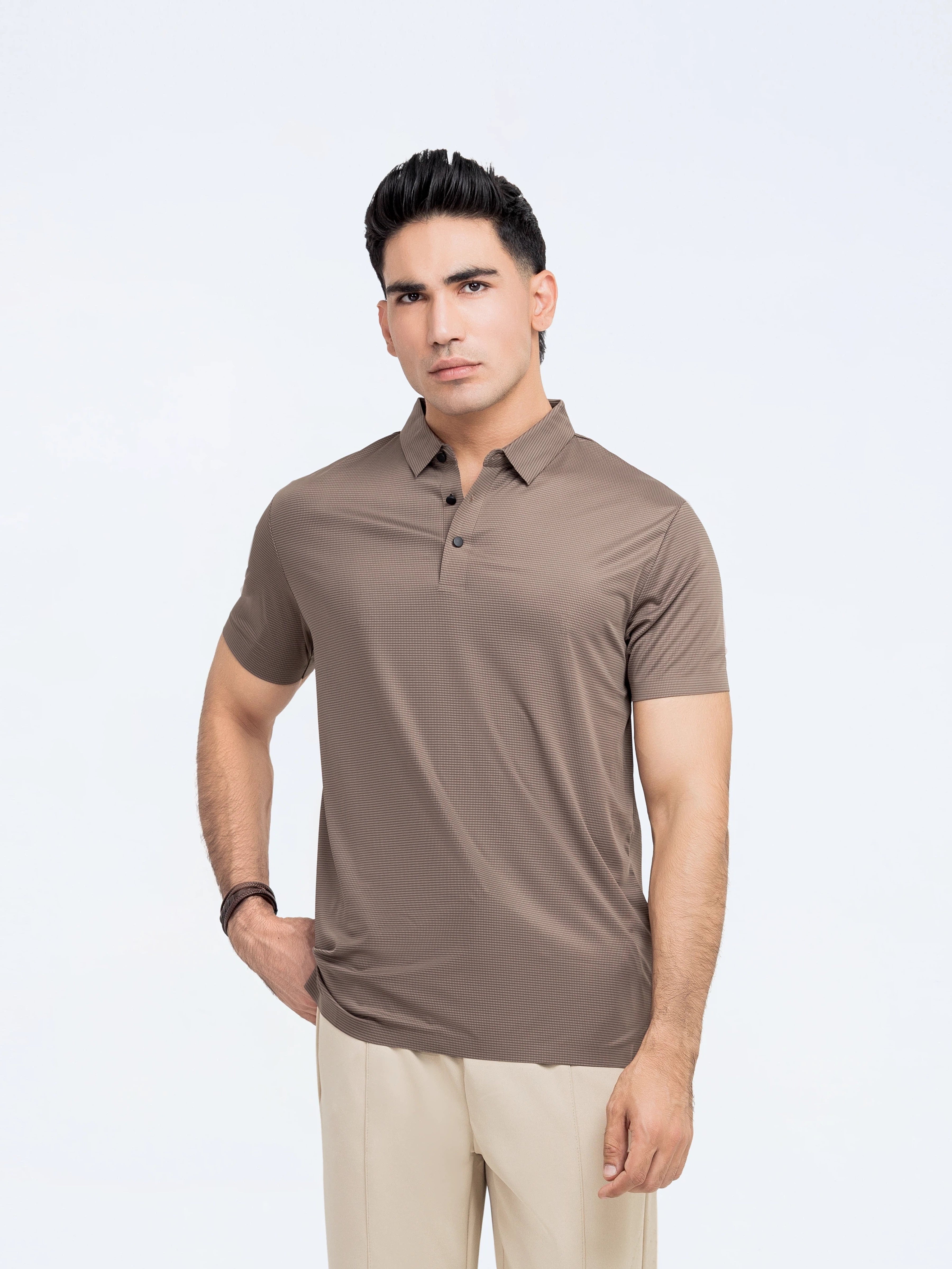 Brown Activewear Polo - FMTCP24-092