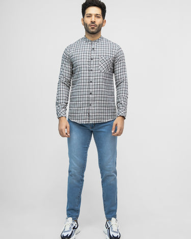 Men's Grey & Black Casual Shirt - FMTS21-31506