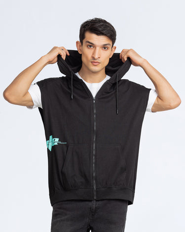 Long sleeveless hoodie best sale