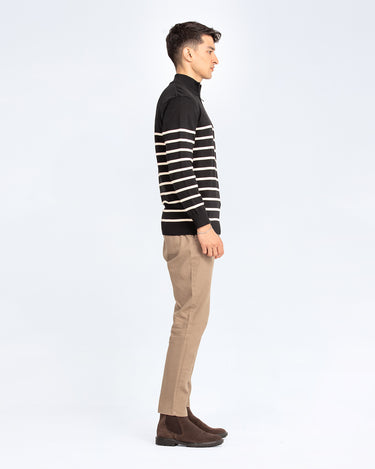 Half Zipper Striped Sweater - FMTSWT23-021