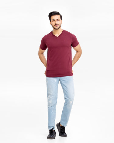 Regular Fit V-Neck Basic Tee - FMTBT23-014