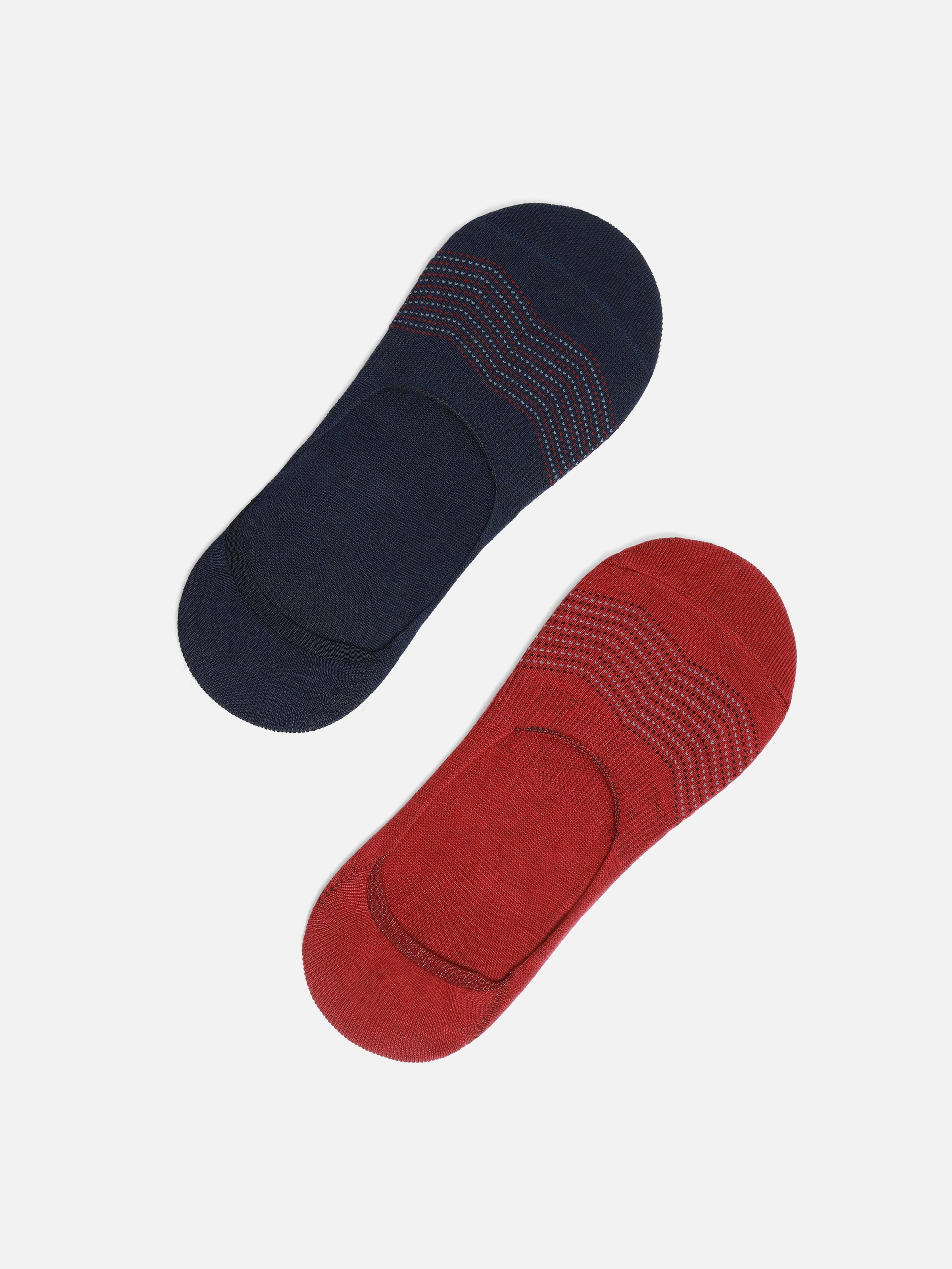 Pack of 2 Navy & Maroon No-Show Socks - FAMSO24-007