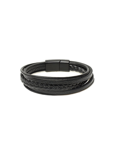 Black Leather Bracelet - FABR24-014