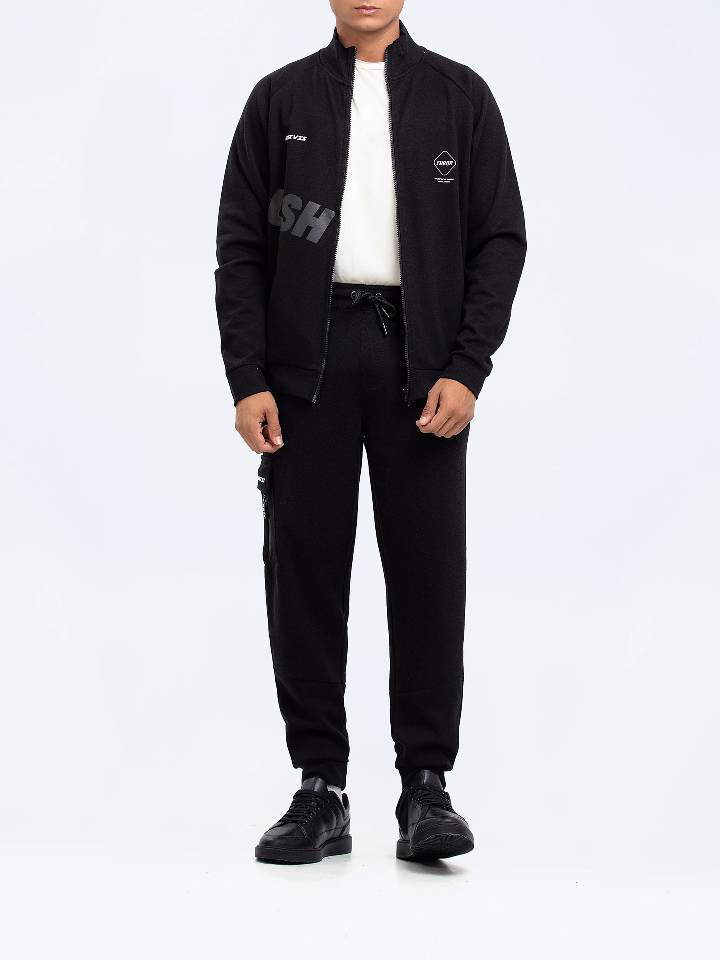 Black Zipper Jacket | Tracksuit - FMTTKS24-003