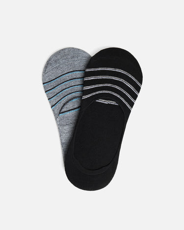 Pack Of 2 Grey & Black No-Show Socks - FAMSO24-001