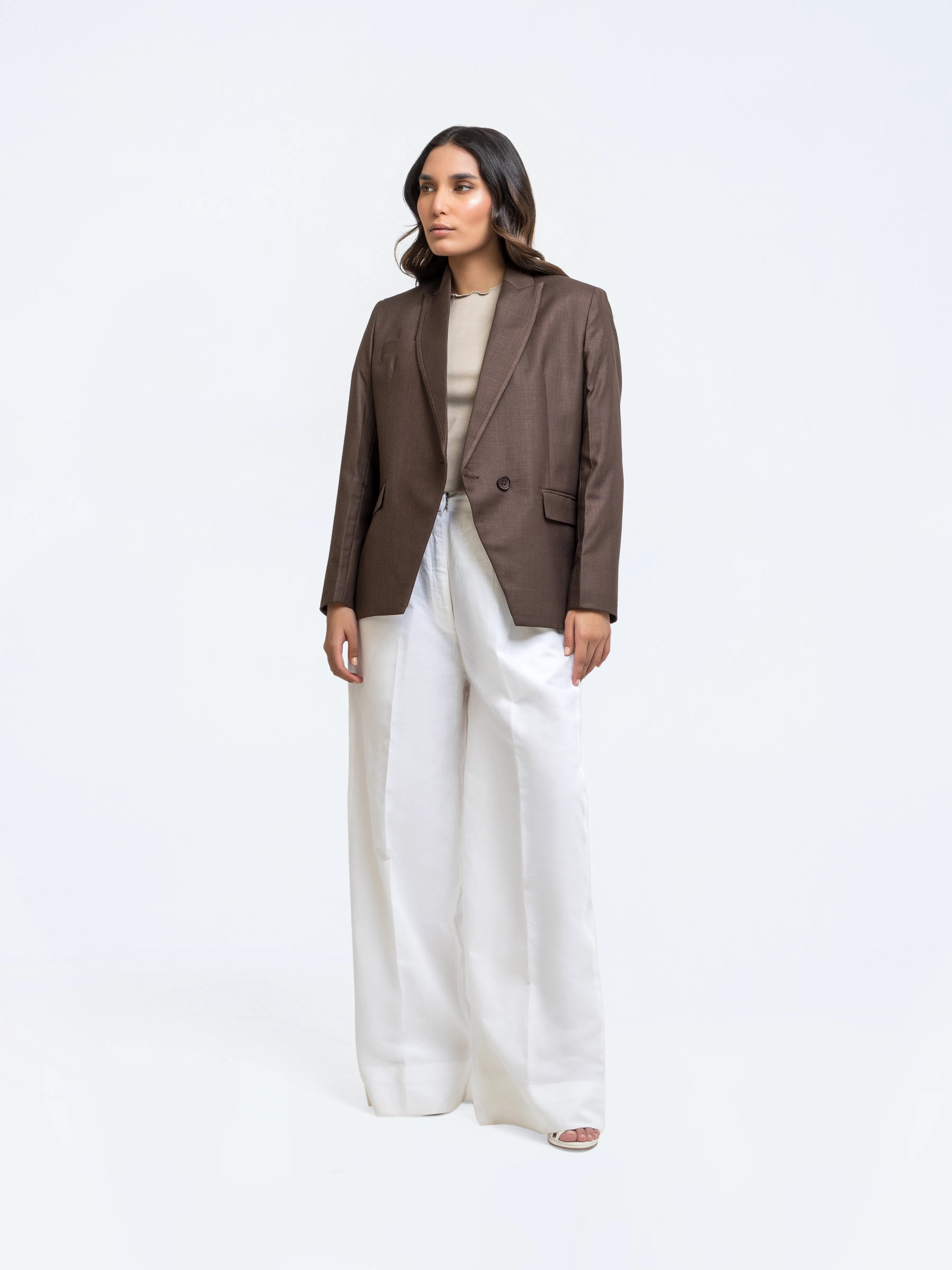 Brown Cotton Blazer - FWTB23-005