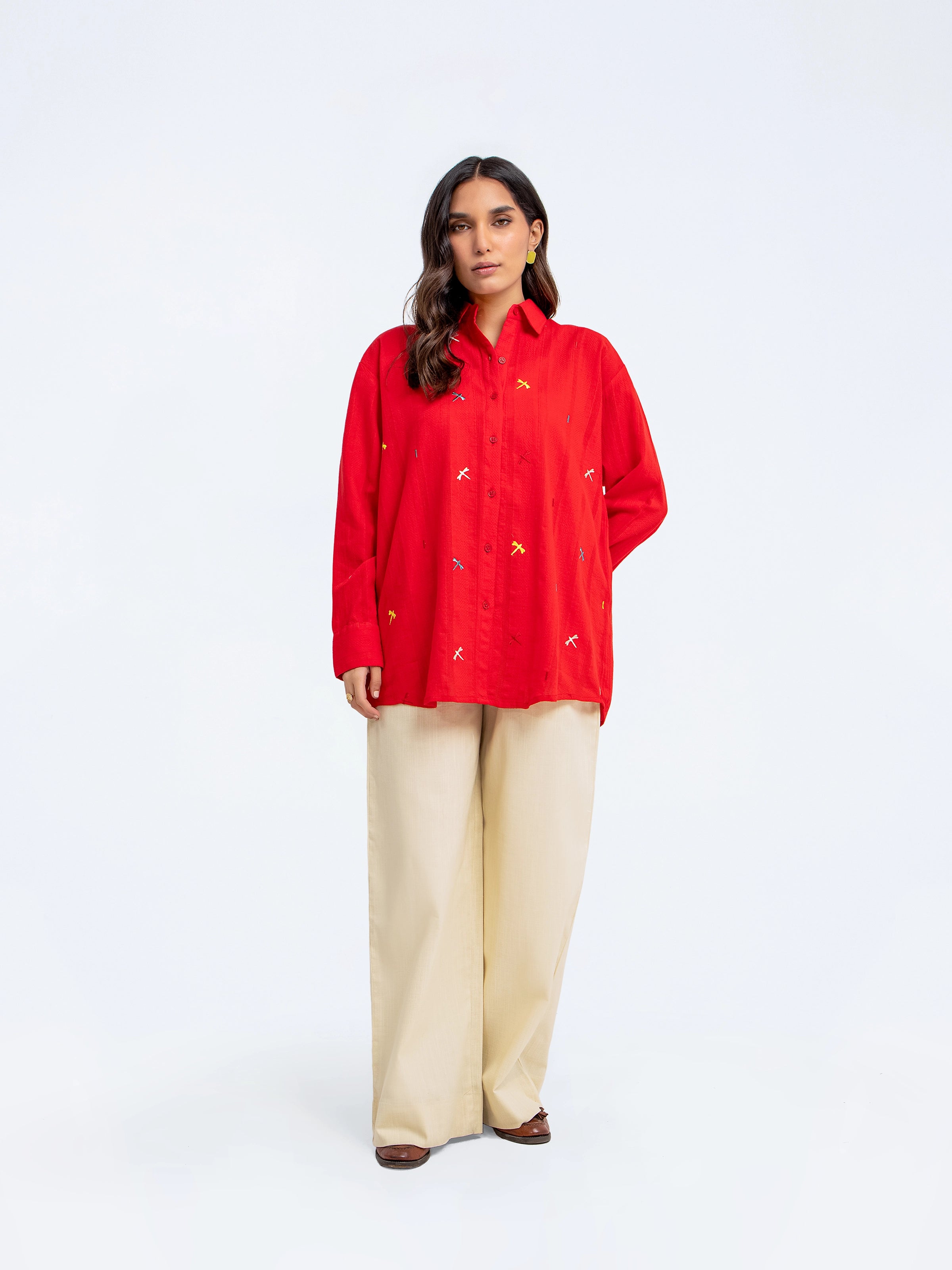 Relaxed Fit Button Up collar Shirt - FWTS24-078