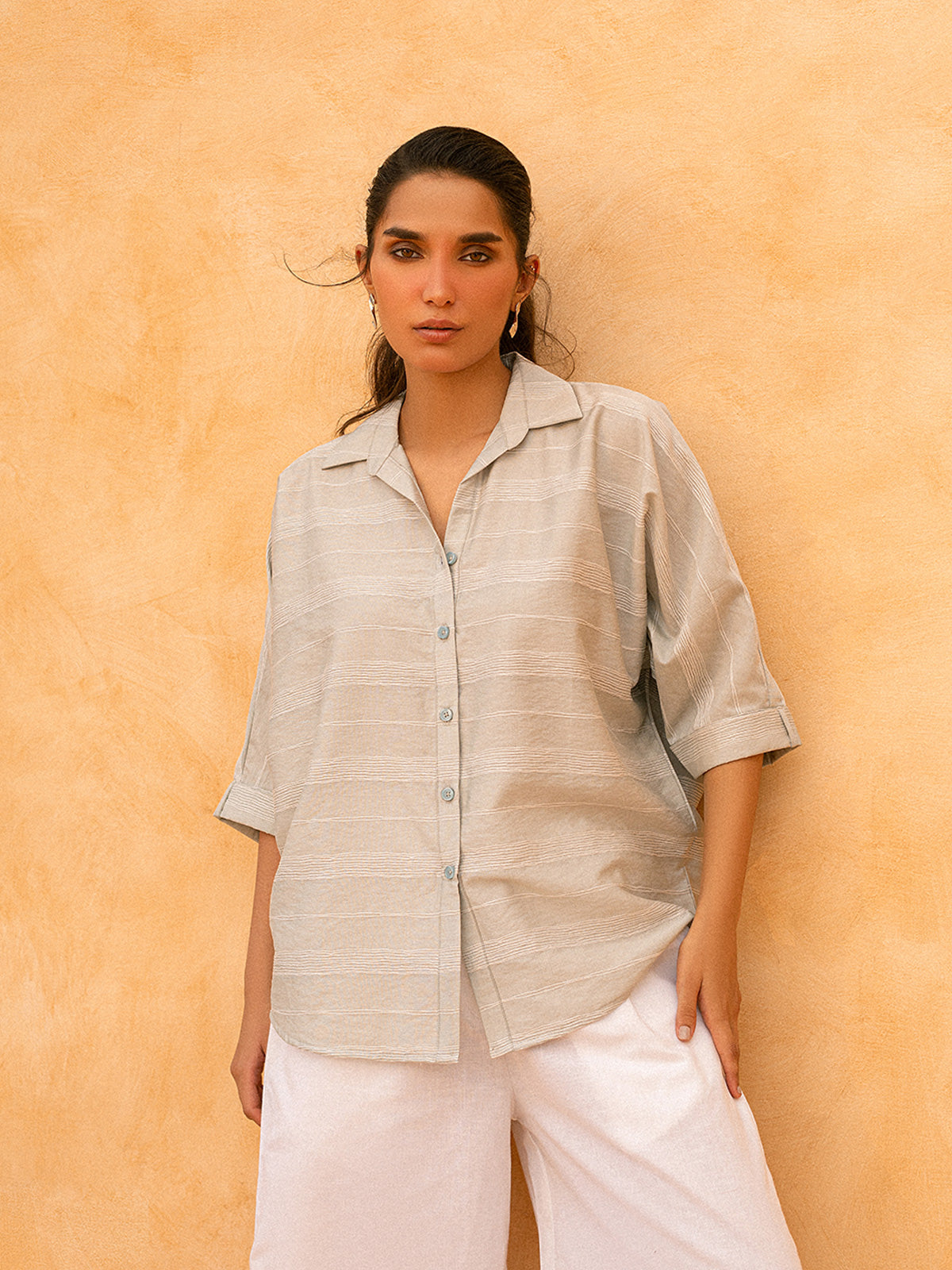 Relaxed Fit Button Up Shirt - FWTS24-083