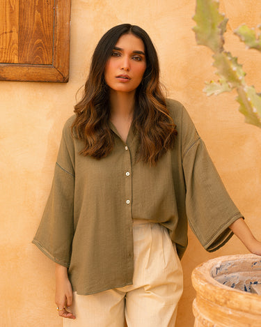 Relaxed Fit Drop Shoulder Shirt - FWTS24-097