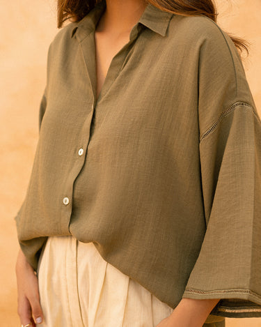 Relaxed Fit Drop Shoulder Shirt - FWTS24-097