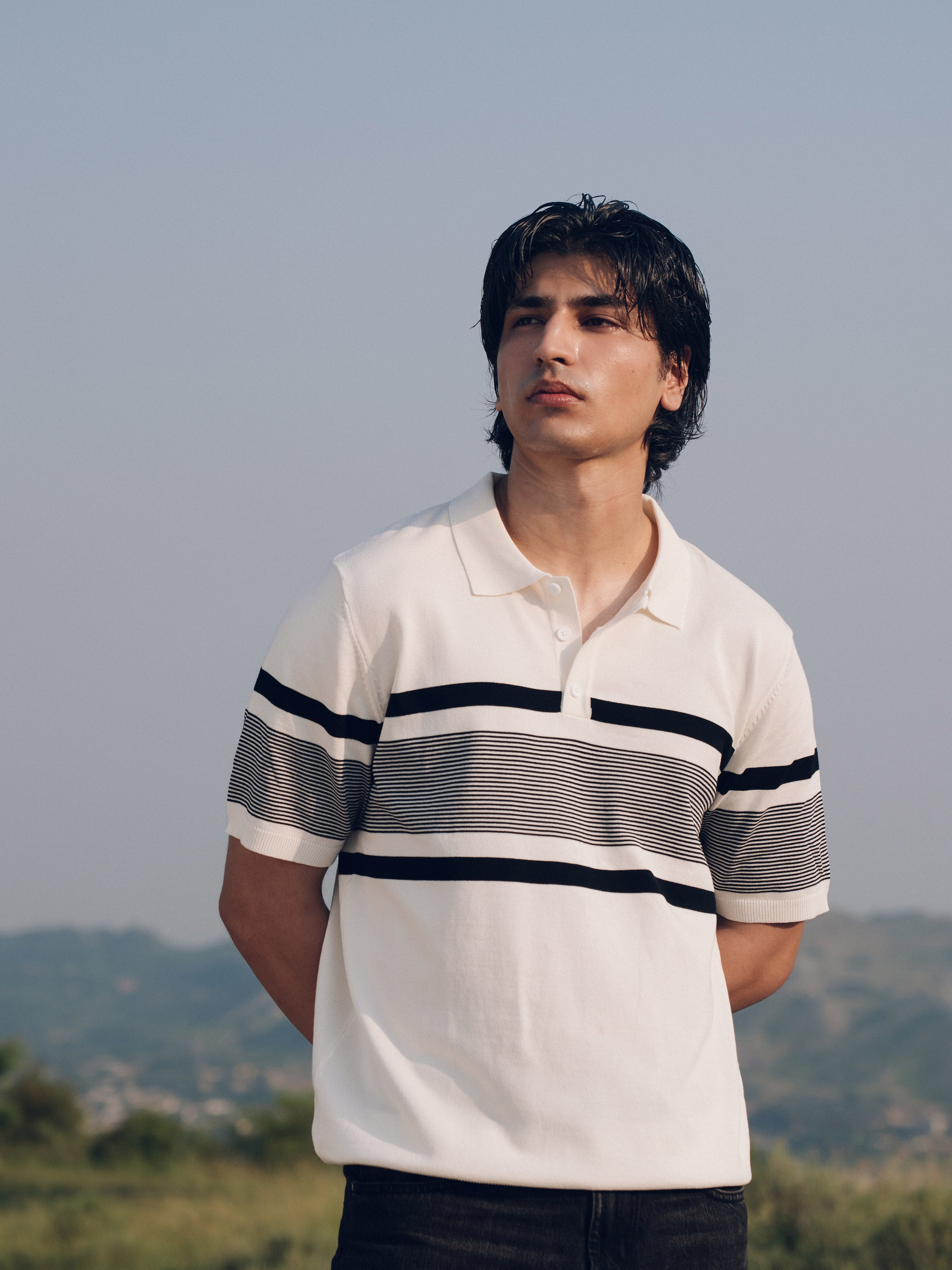 Striped Knitted Polo - FMTCP5-185