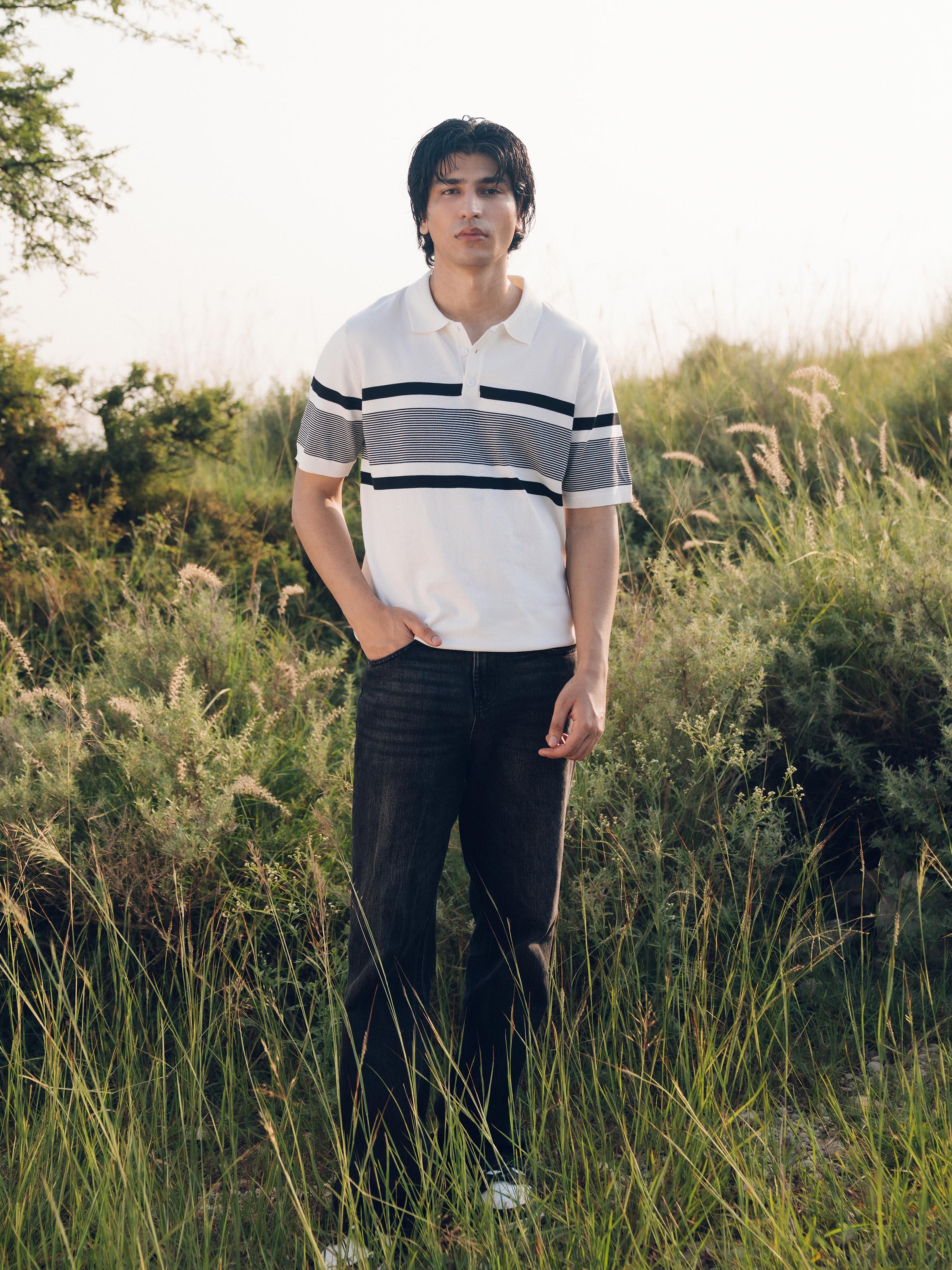 Striped Knitted Polo - FMTCP5-185