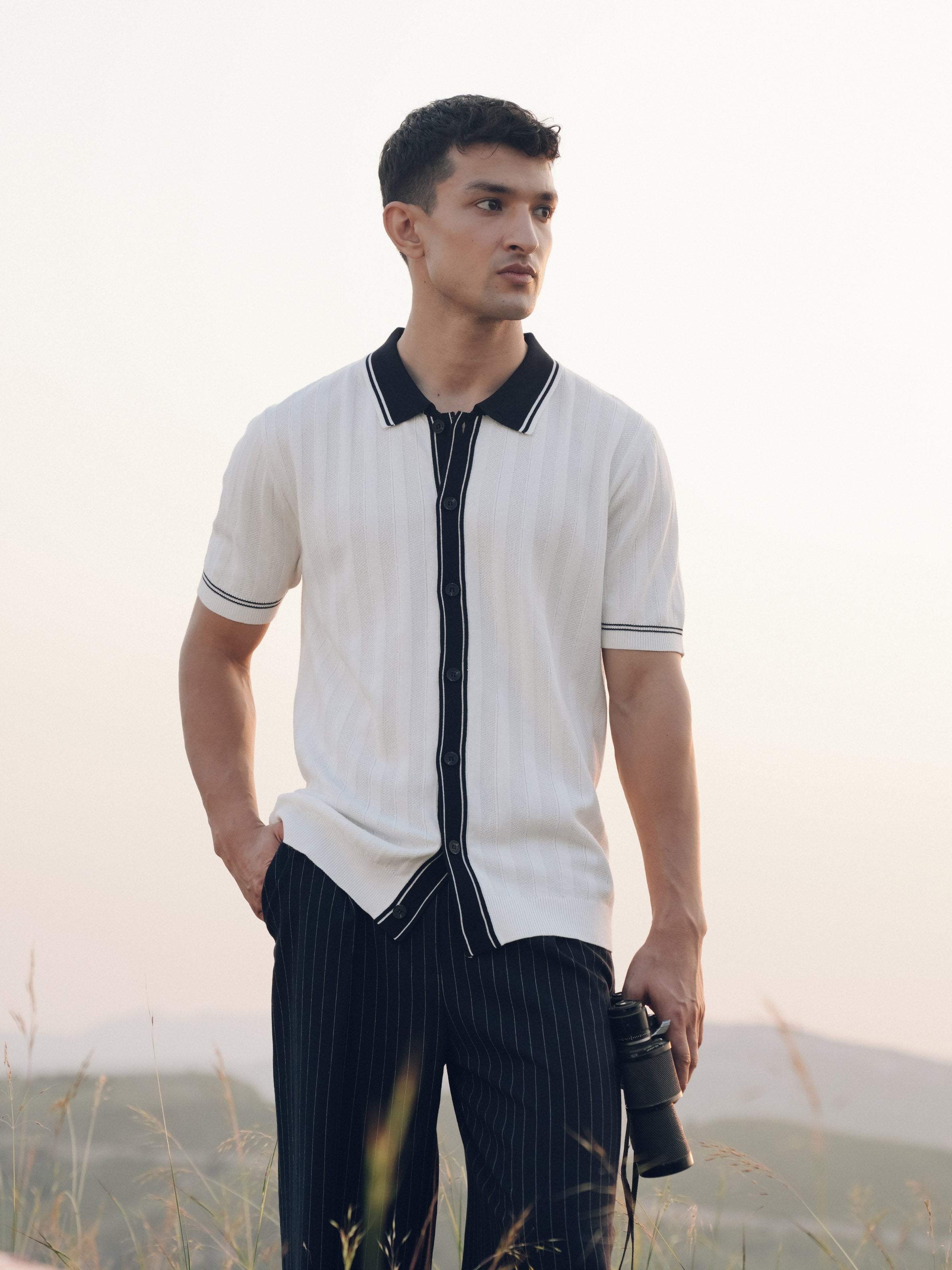 Knitted Polo Collar Shirt - FMTS5-32289