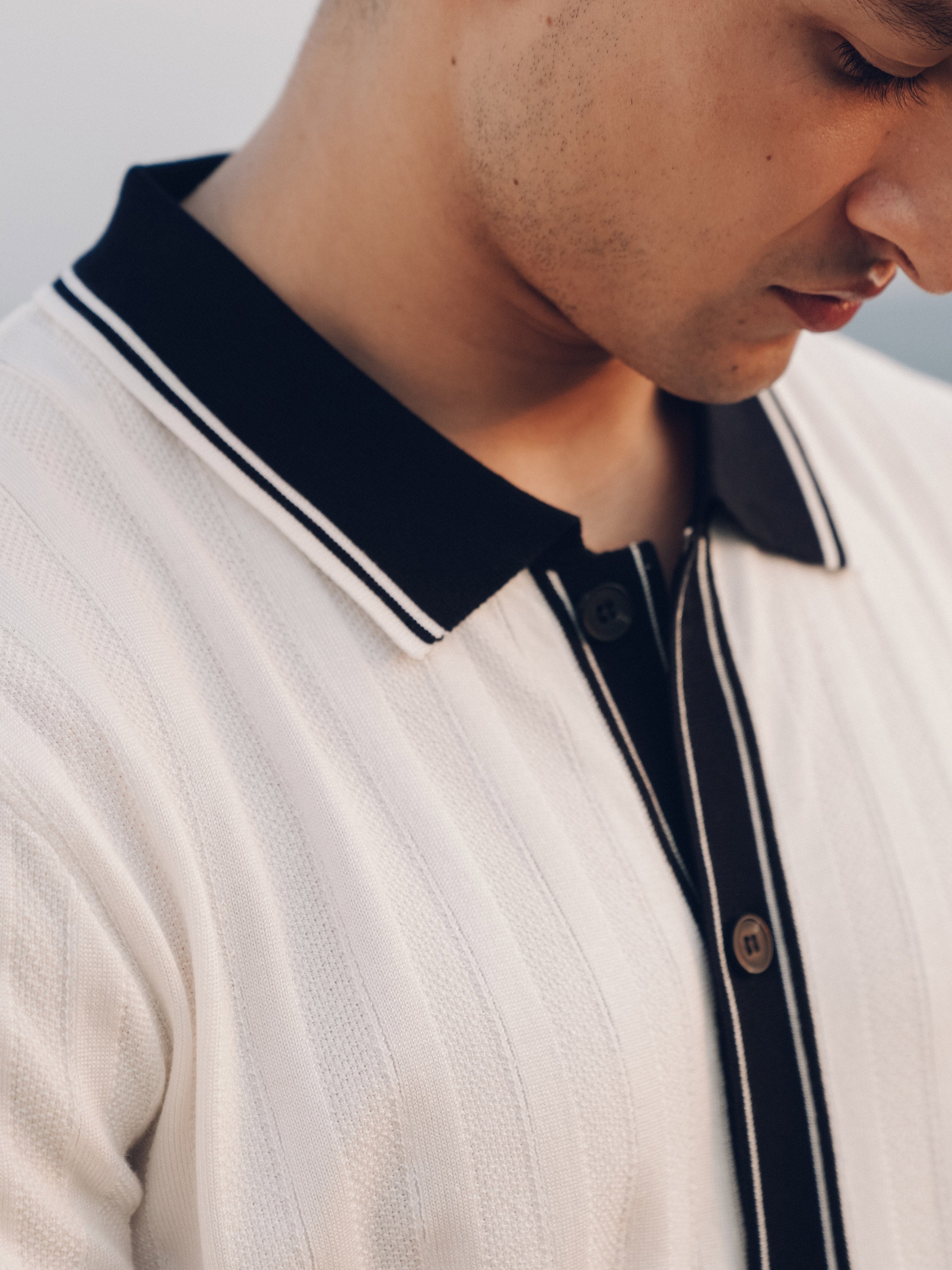 Knitted Polo Collar Shirt - FMTS5-32289