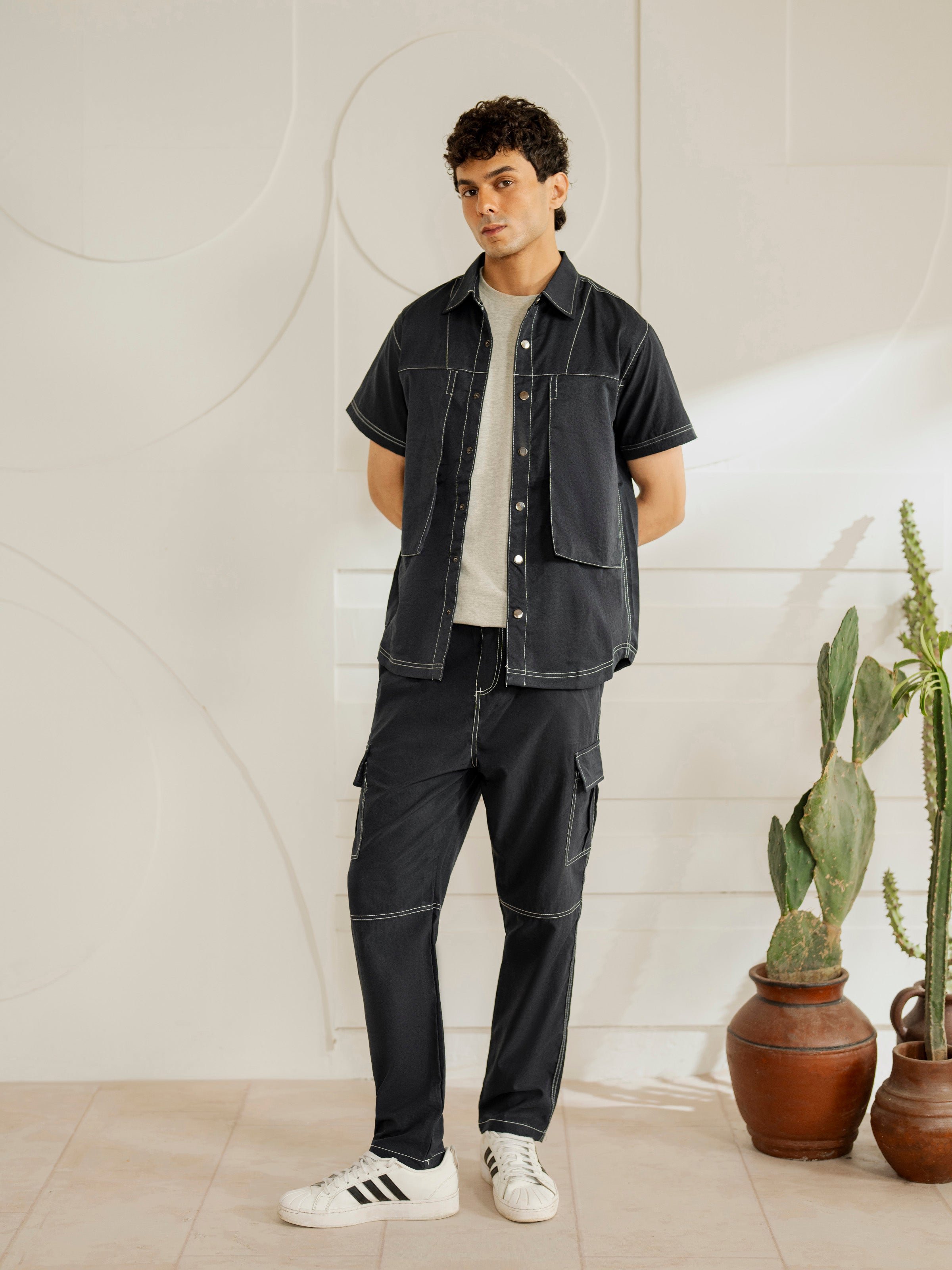 Contrast Stitch Co-ord Set Shirt - FMTCS5-005