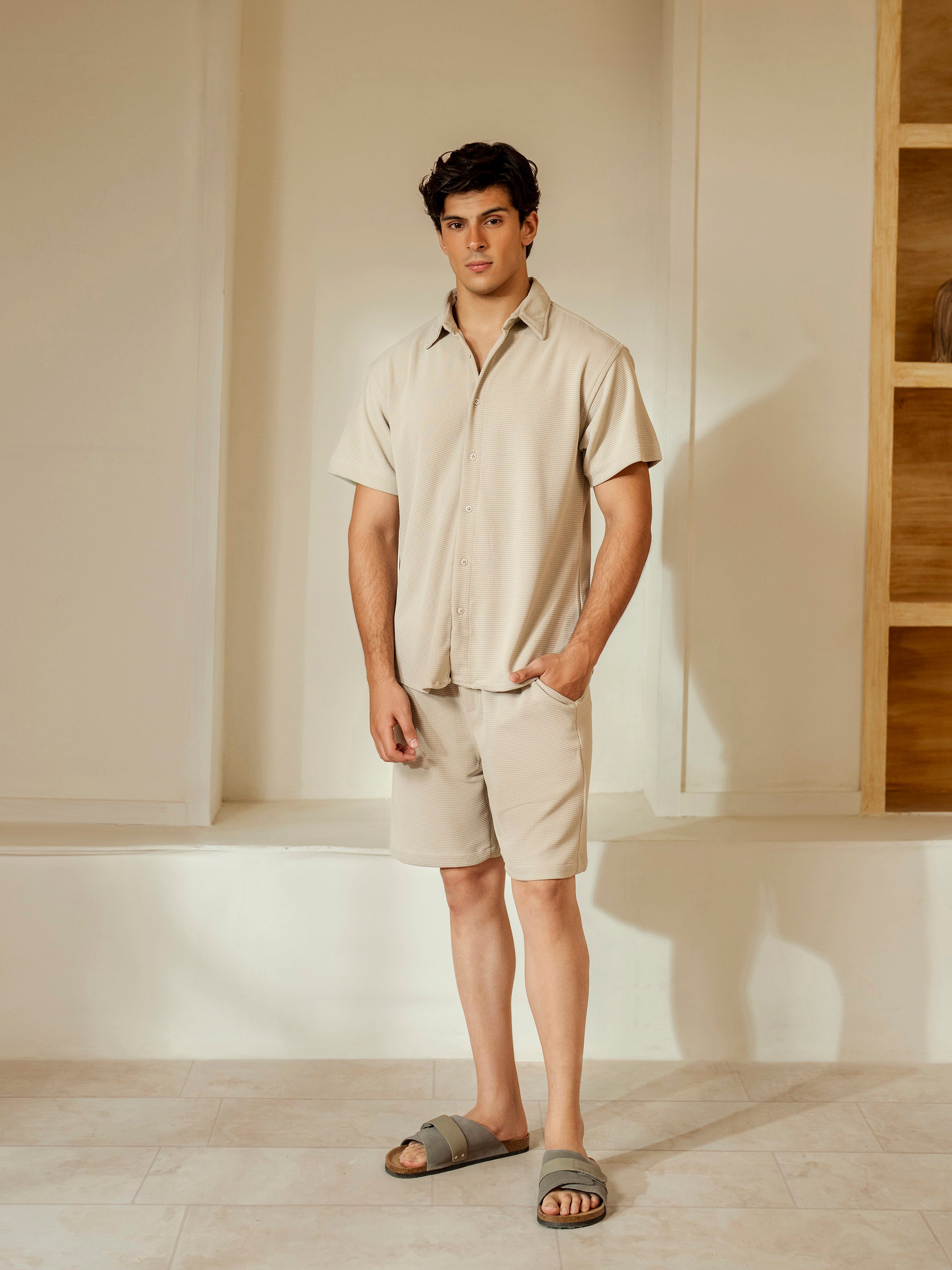 Waffle Knit Co-ord Set Shirt - FMTCS5-013
