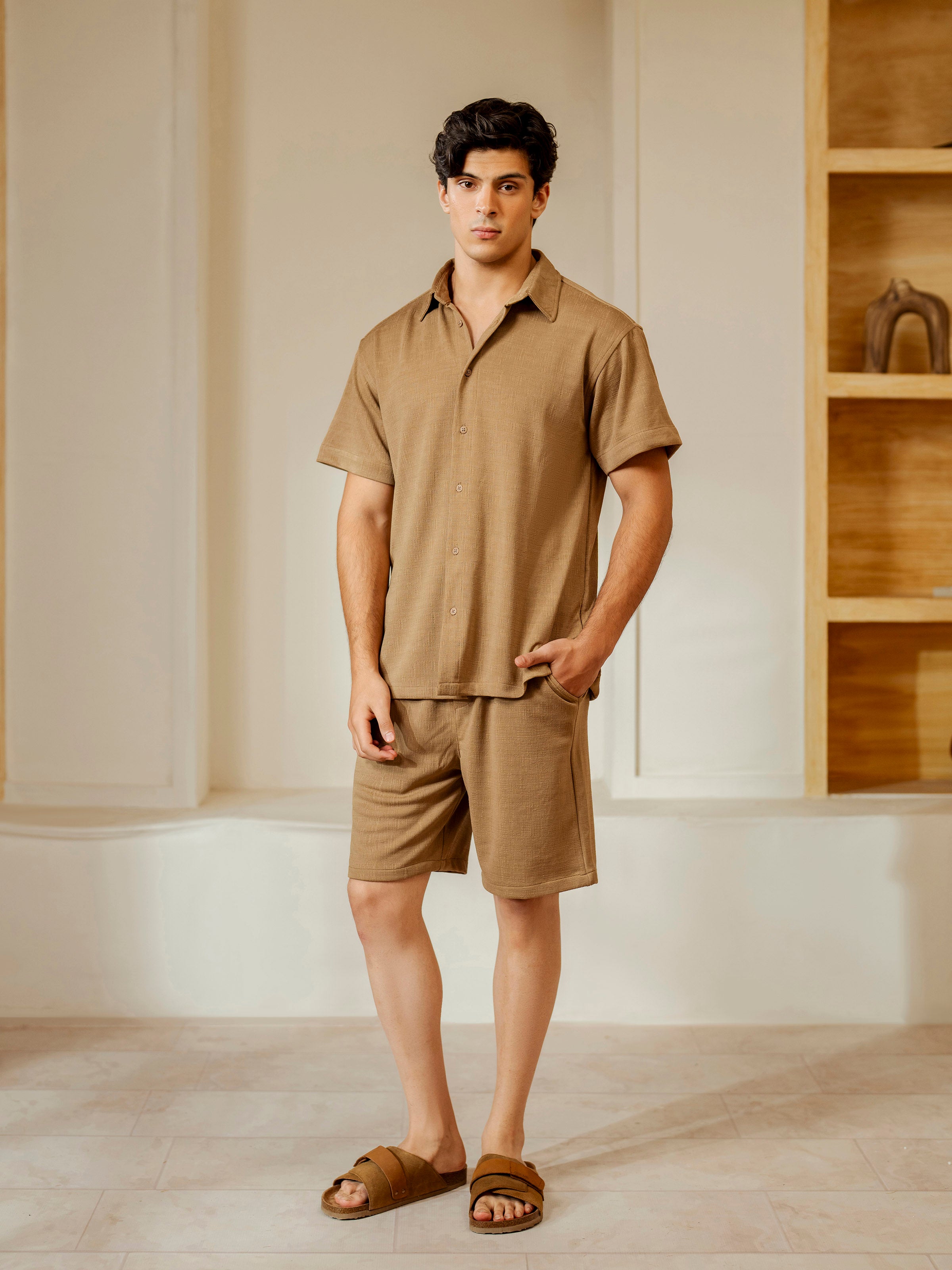 Textured Co-ord Set Shirt - FMTCS5-011