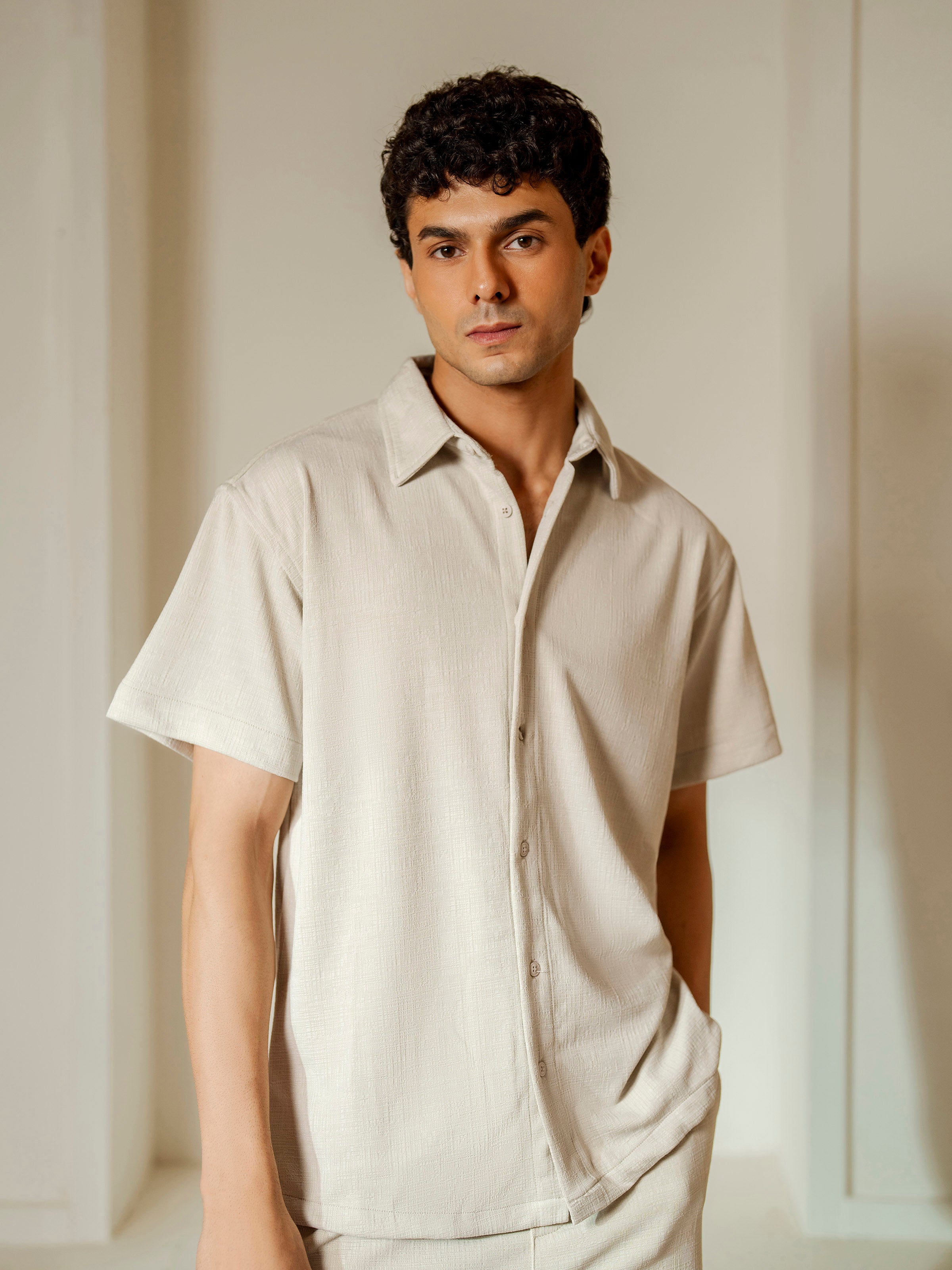 Textured Co-ord Set Shirt - FMTCS5-009