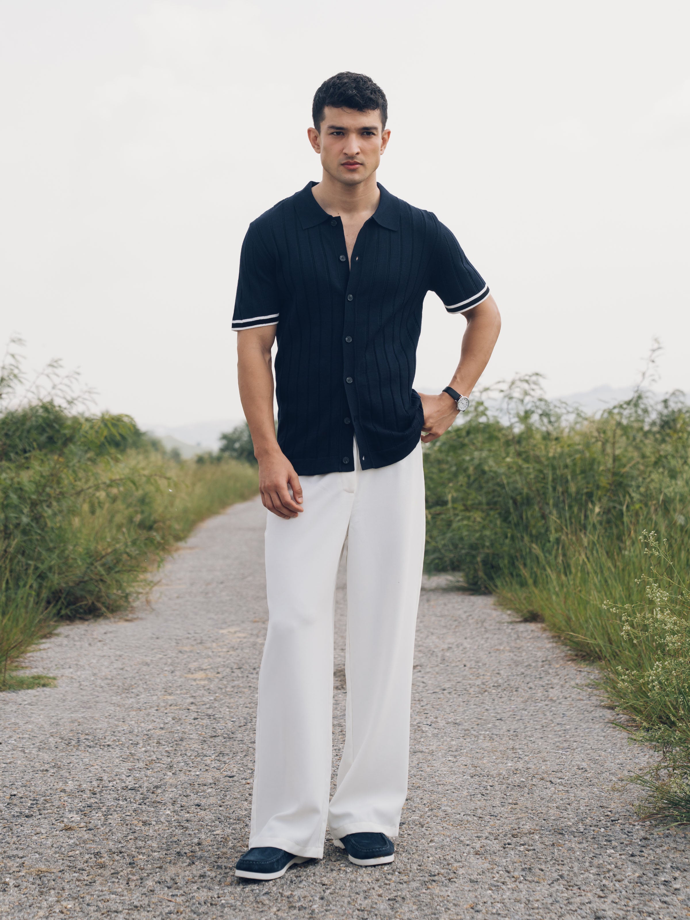 Knitted Polo Collar Shirt - FMTS5-32290