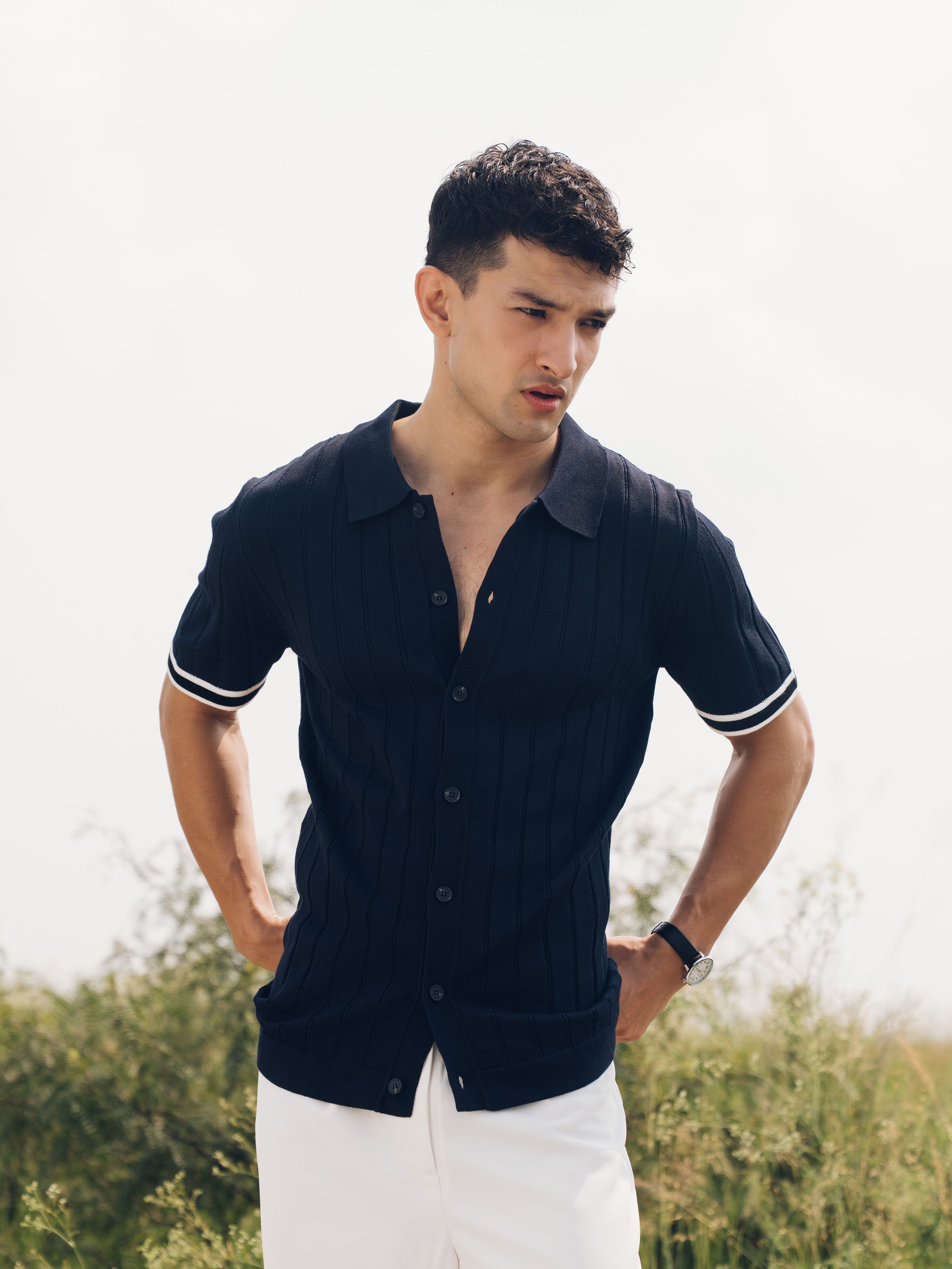 Knitted Polo Collar Shirt - FMTS5-32290