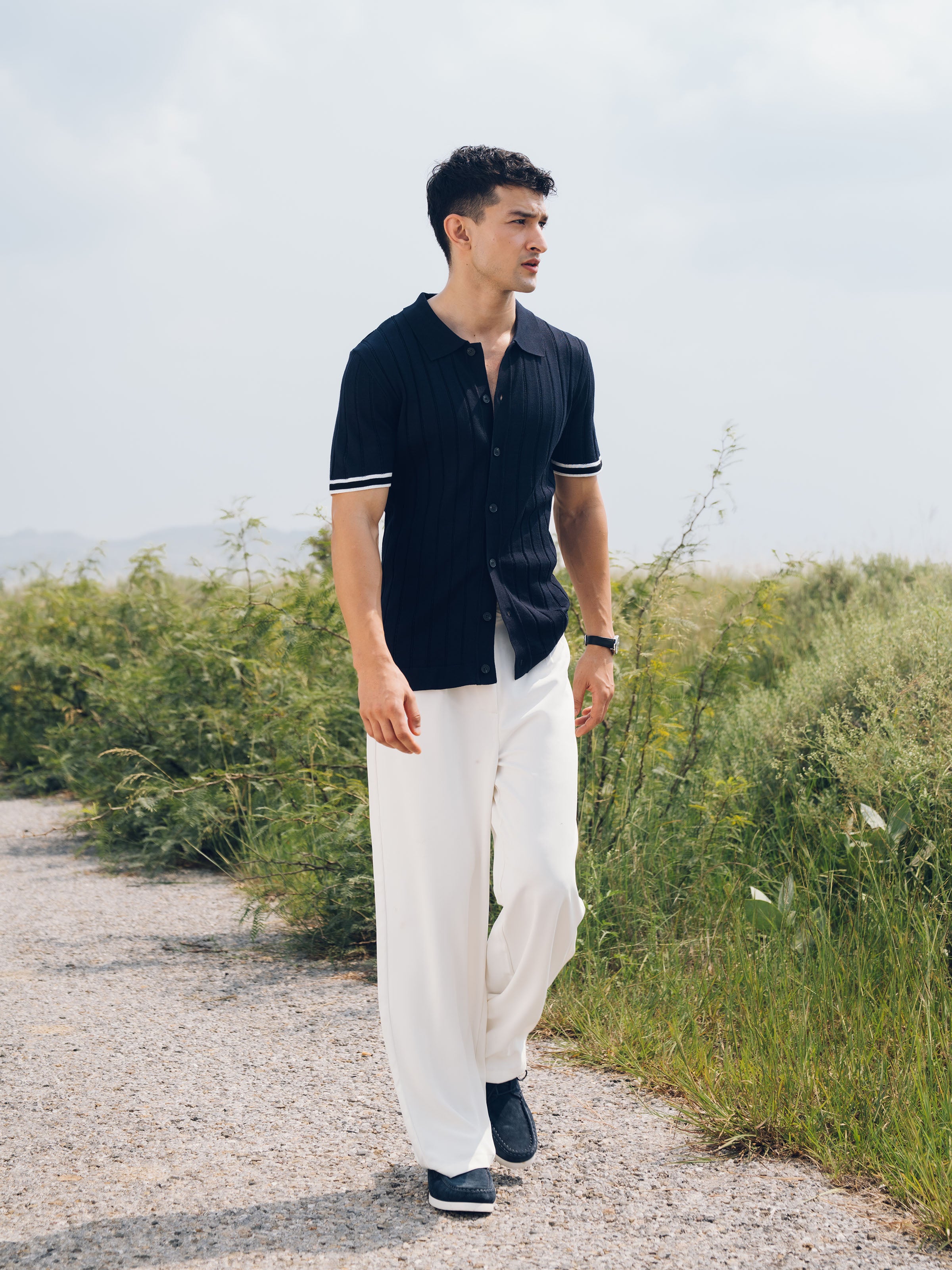 Knitted Polo Collar Shirt - FMTS5-32290