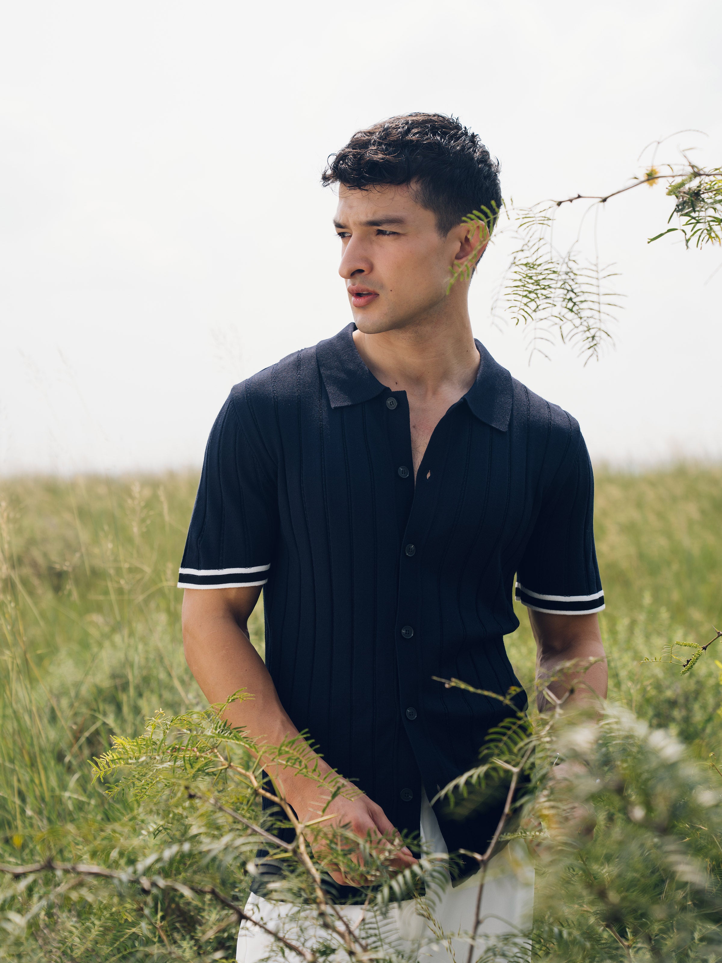 Knitted Polo Collar Shirt - FMTS5-32290