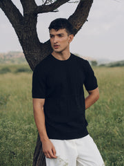 Cable Knit Crew Neck Tee - FMTCT5-024