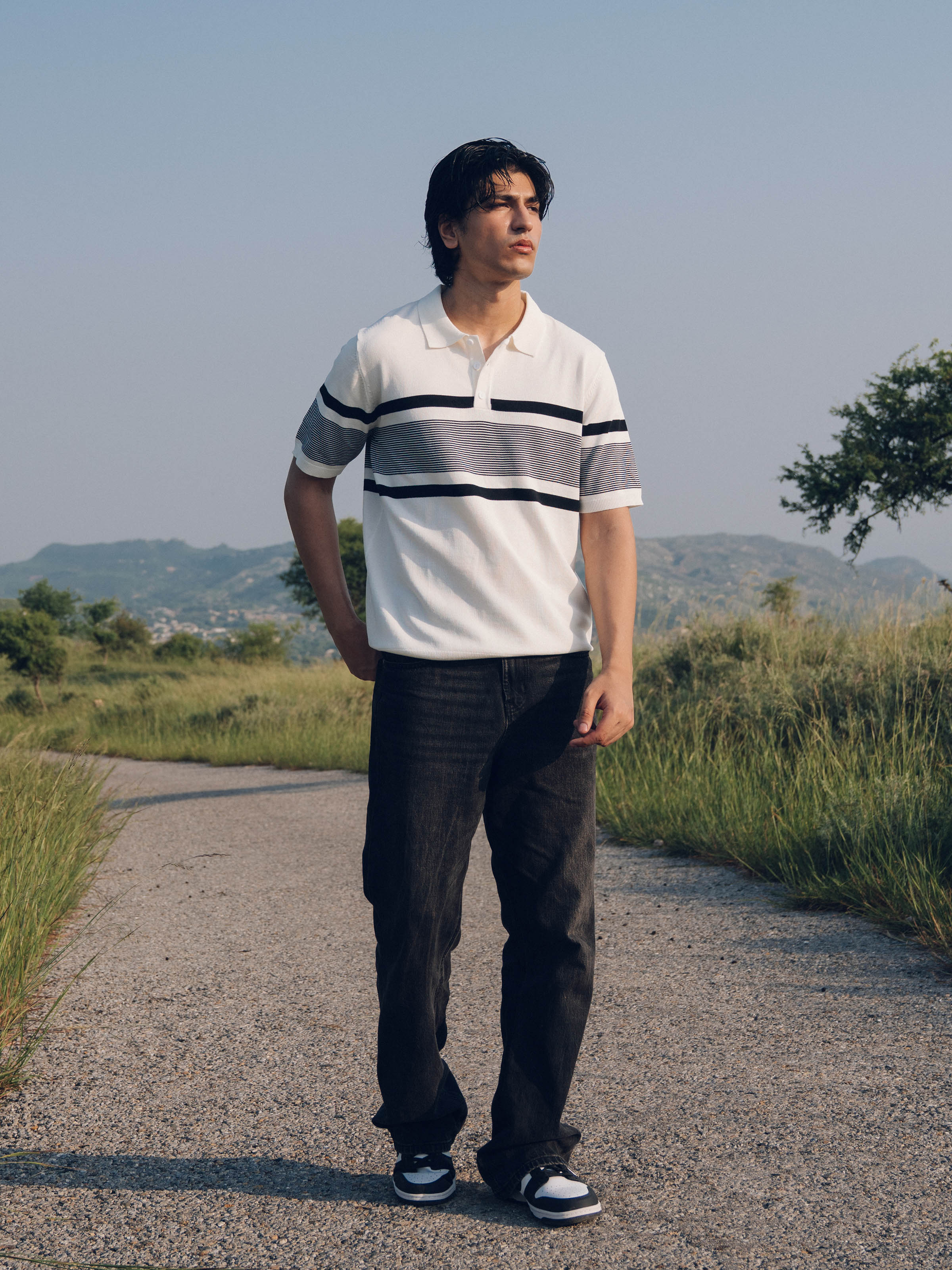 Striped Knitted Polo - FMTCP5-185