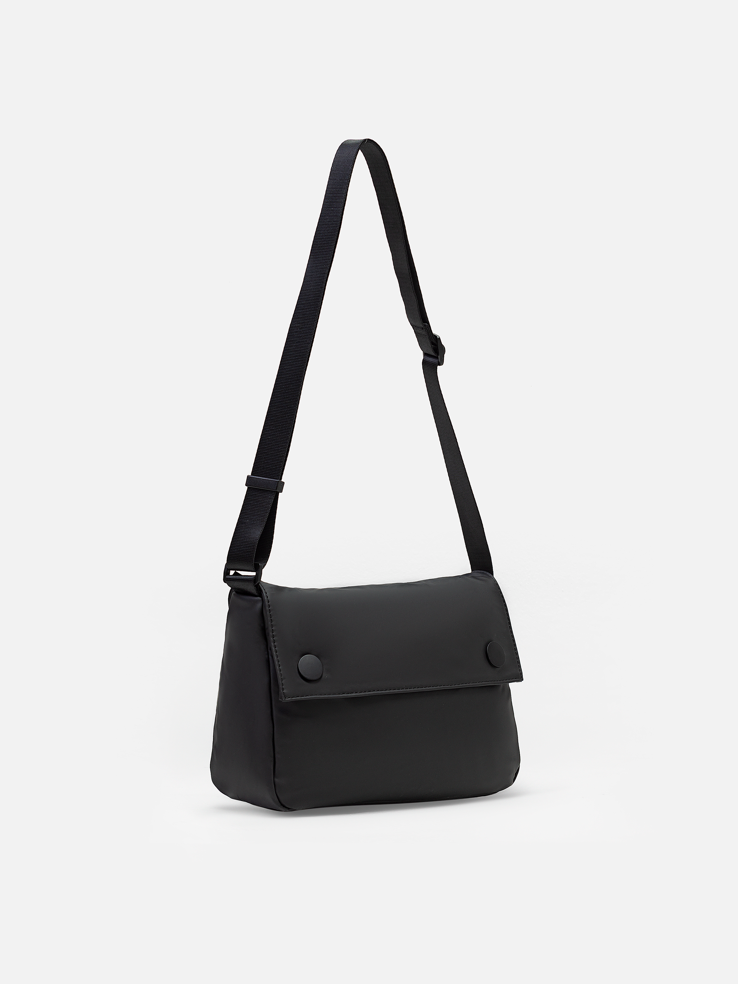 Black Leatherette Crossbody Bag - FABG5-022
