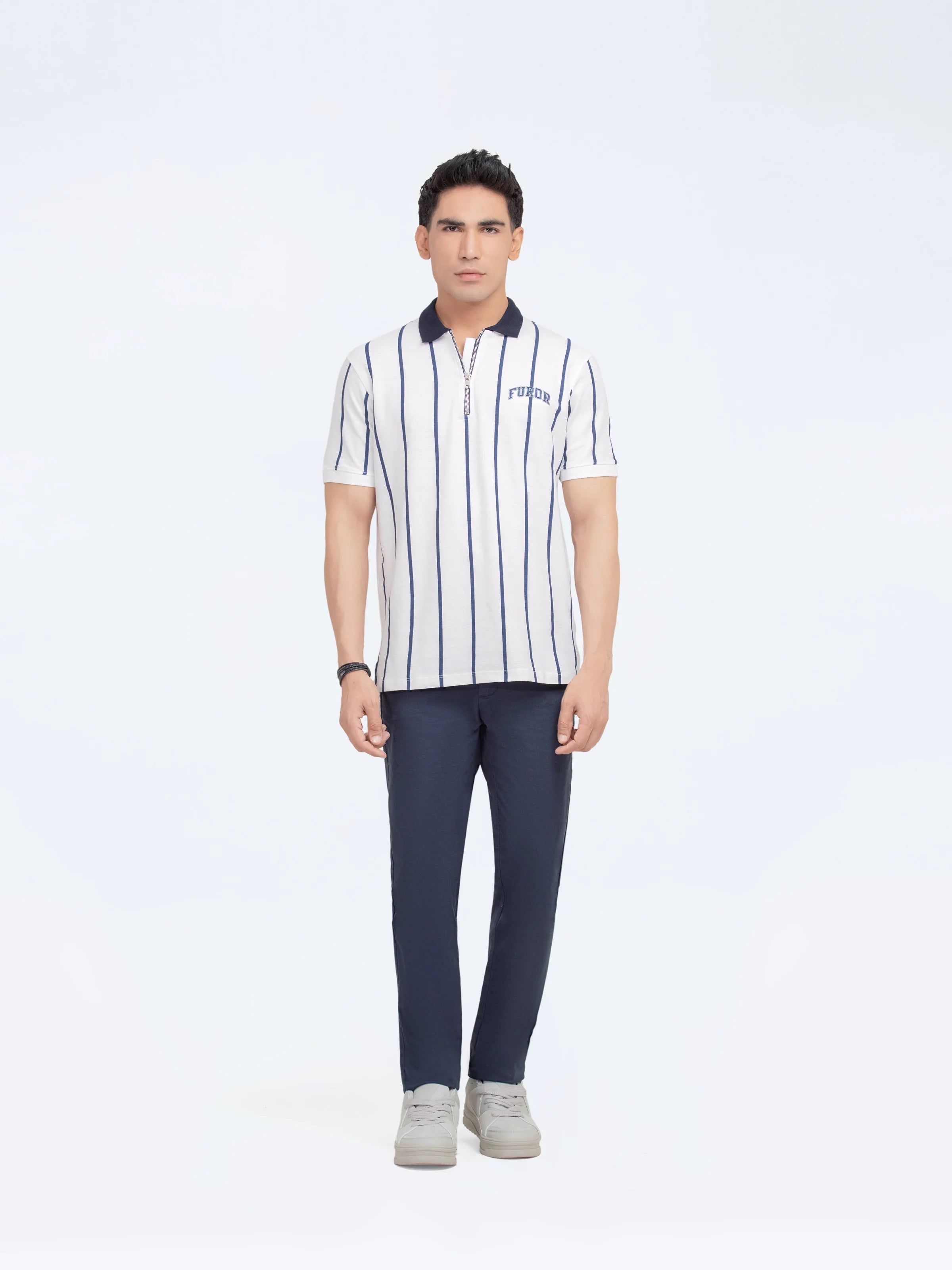 Half Zipper Striped Polo - FMTCP24-022