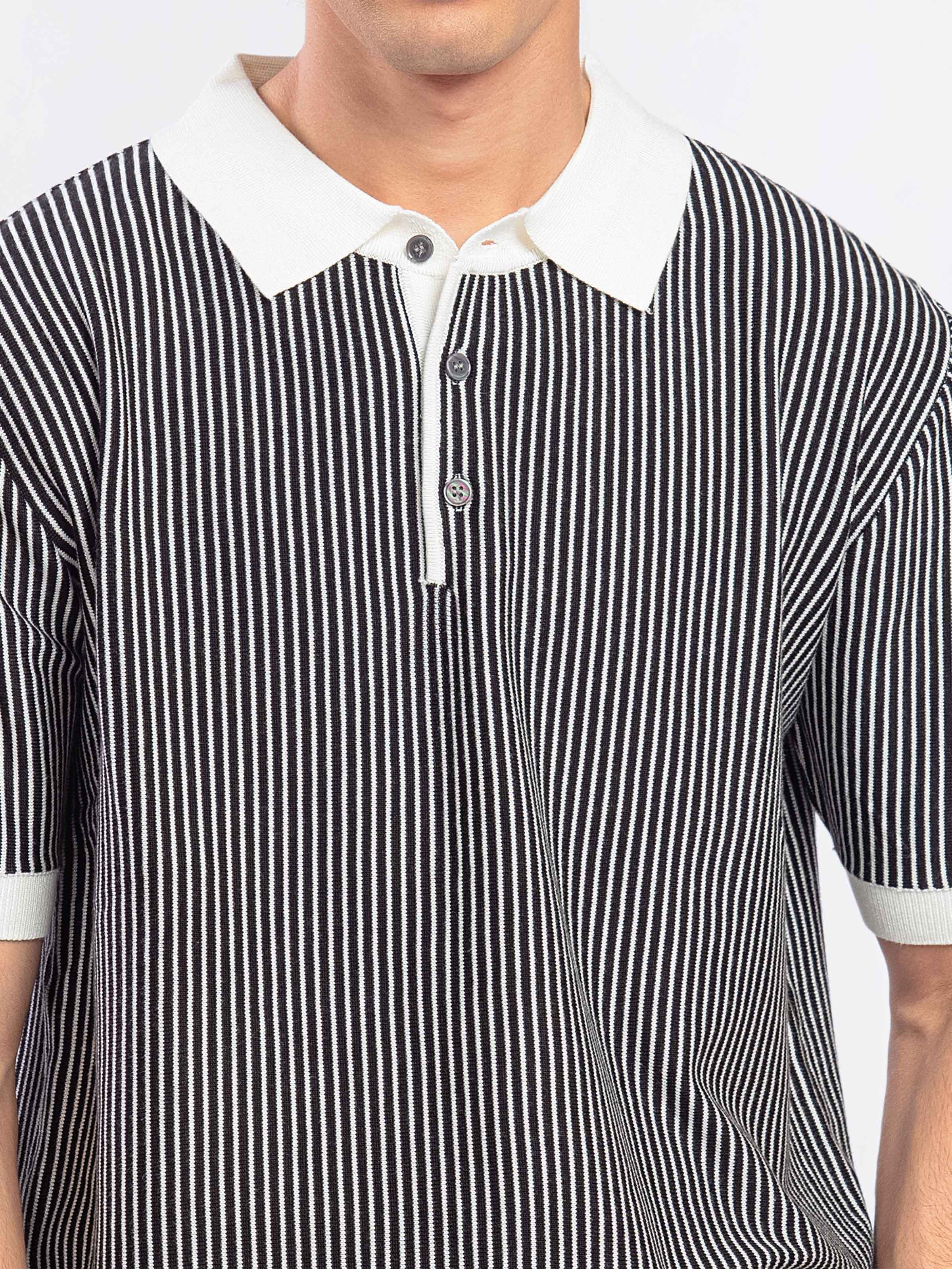 Striped Knitted Polo - FMTCP5-101