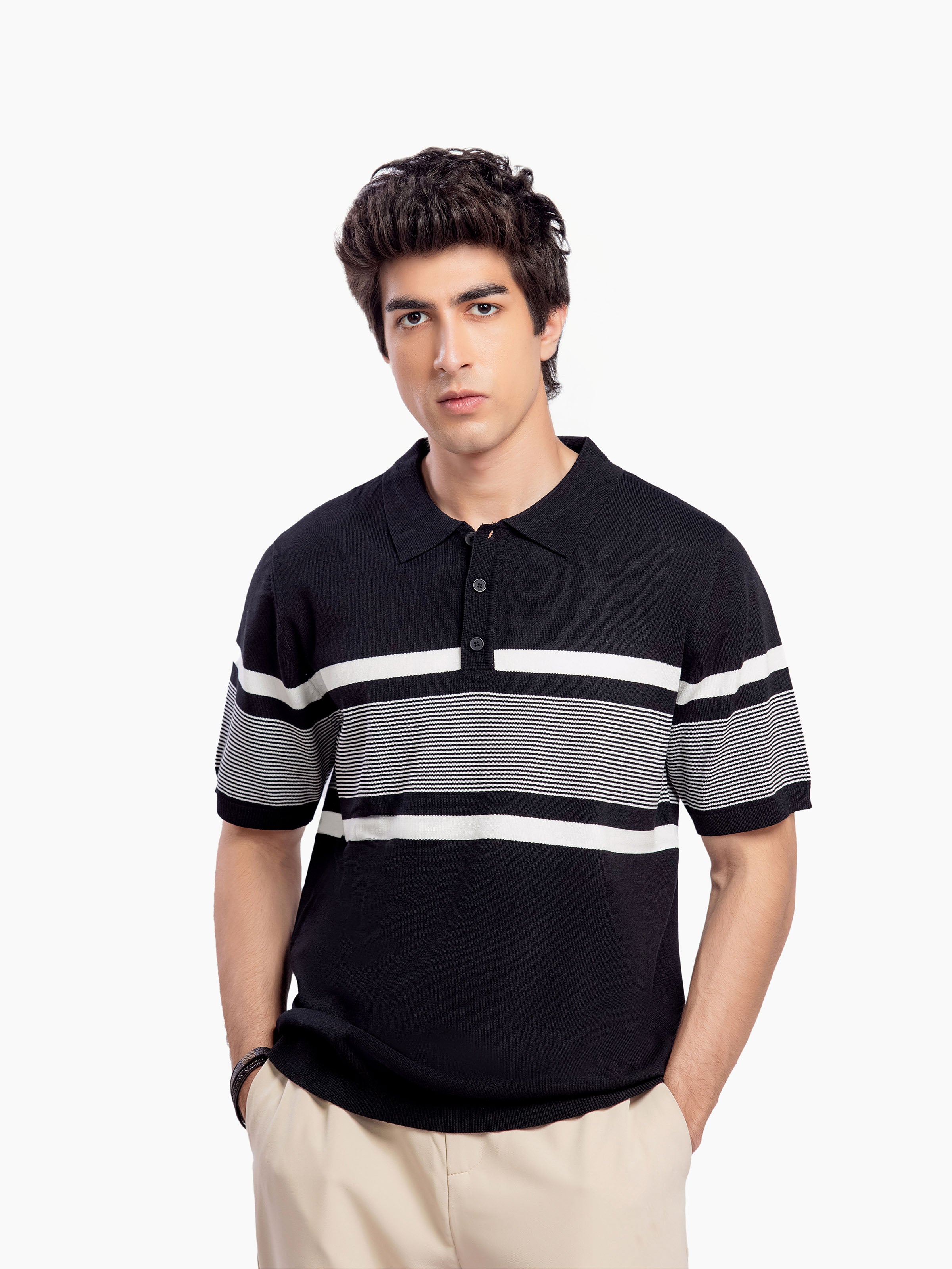 Striped Knitted Polo - FMTCP5-186